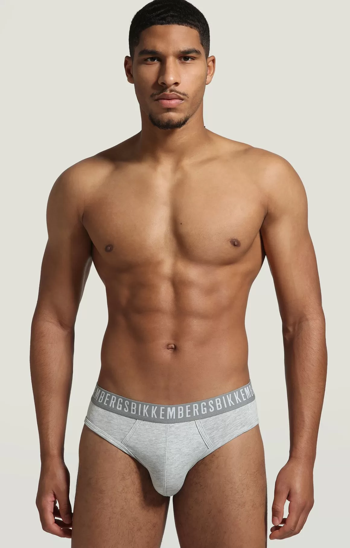 Slips^Bikkembergs 2-pack Men's Briefs In Stretch Cotton grey melange