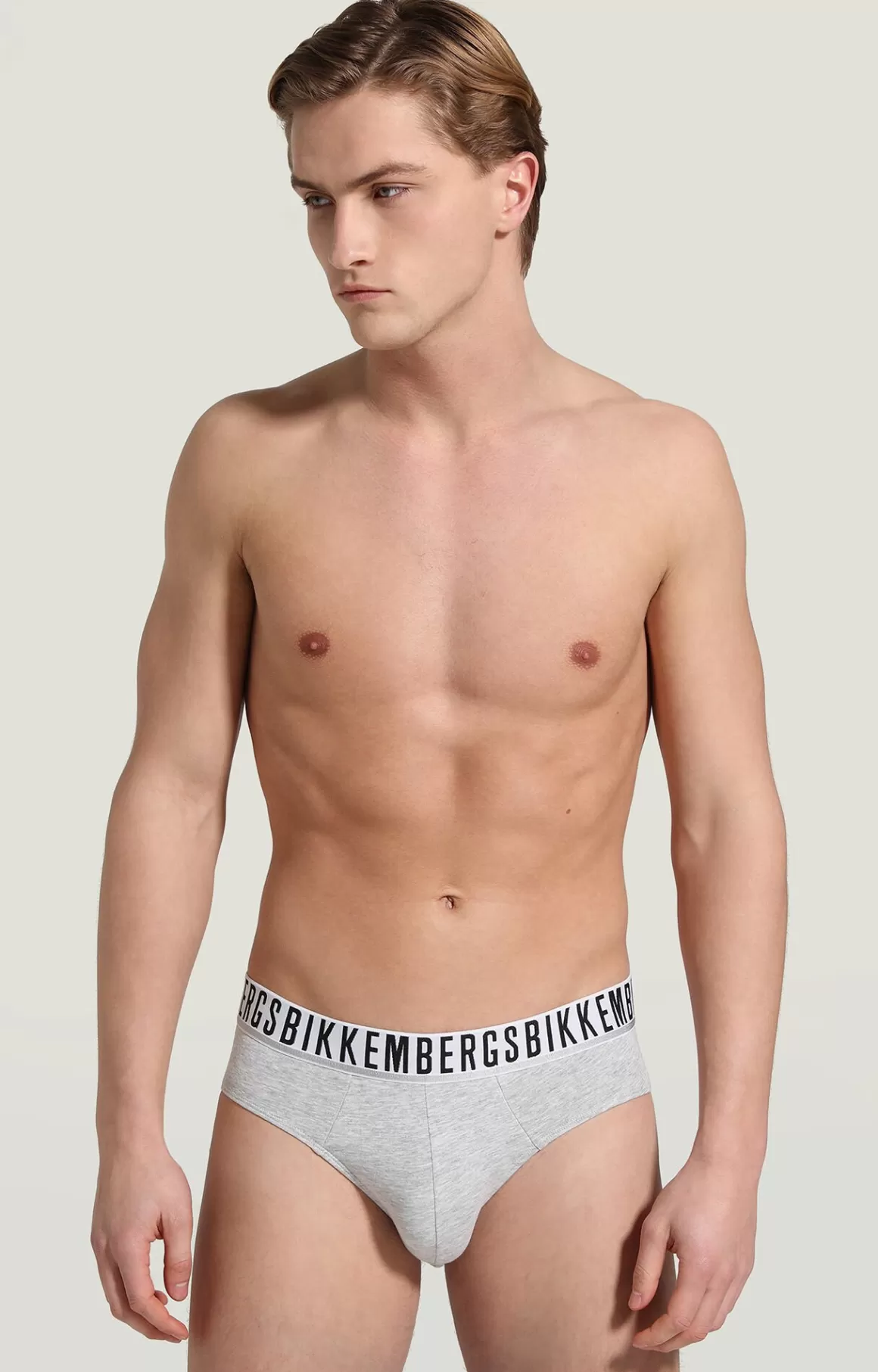 Slips^Bikkembergs 3-pack Men's Briefs In Stretch Cotton grey melange