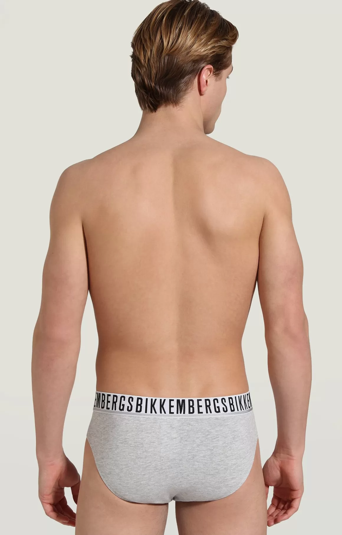 Slips^Bikkembergs 3-pack Men's Briefs In Stretch Cotton grey melange