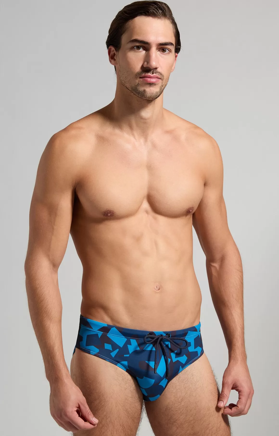 Slips^Bikkembergs Camouflage Men's Swim Briefs mediterranian blue