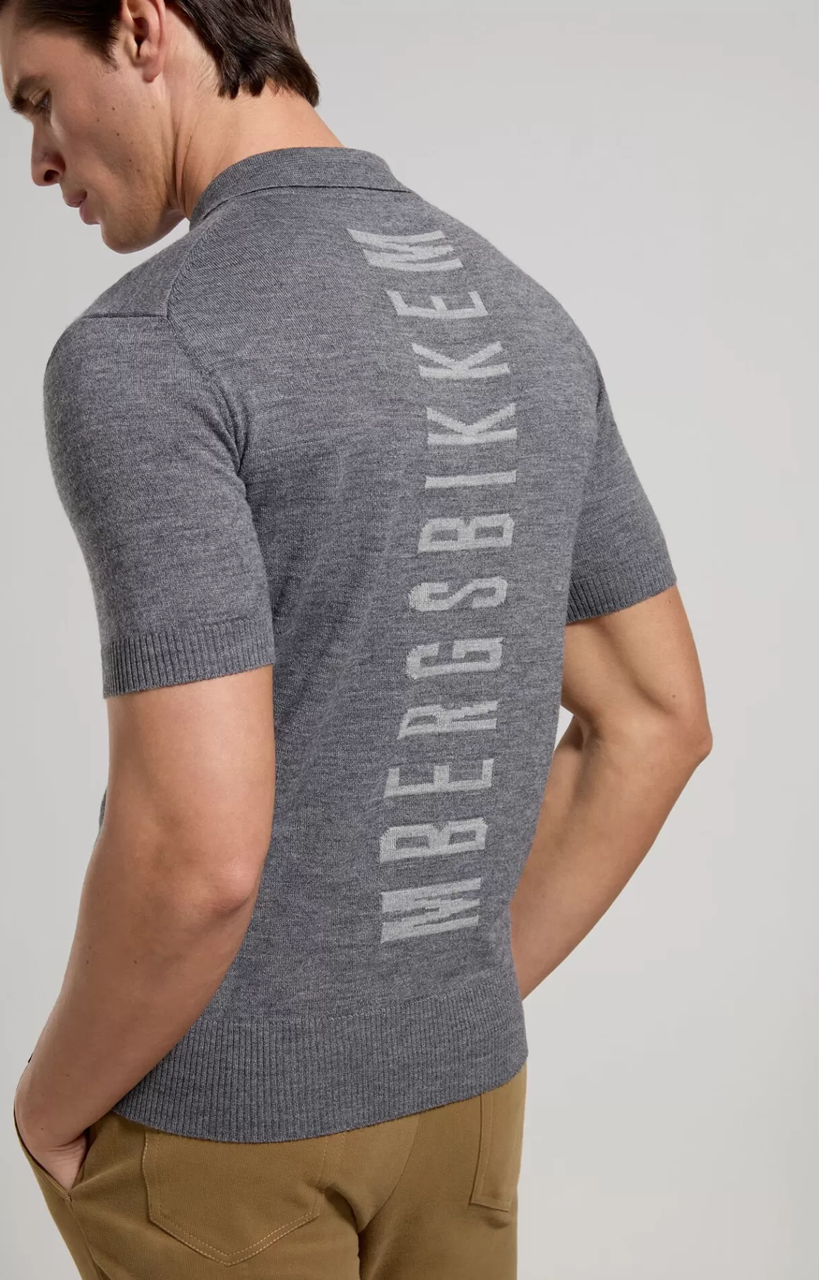 Polo Shirts | Knitwear^Bikkembergs Men's Blended Wool Polo Shirt grey mel. mid