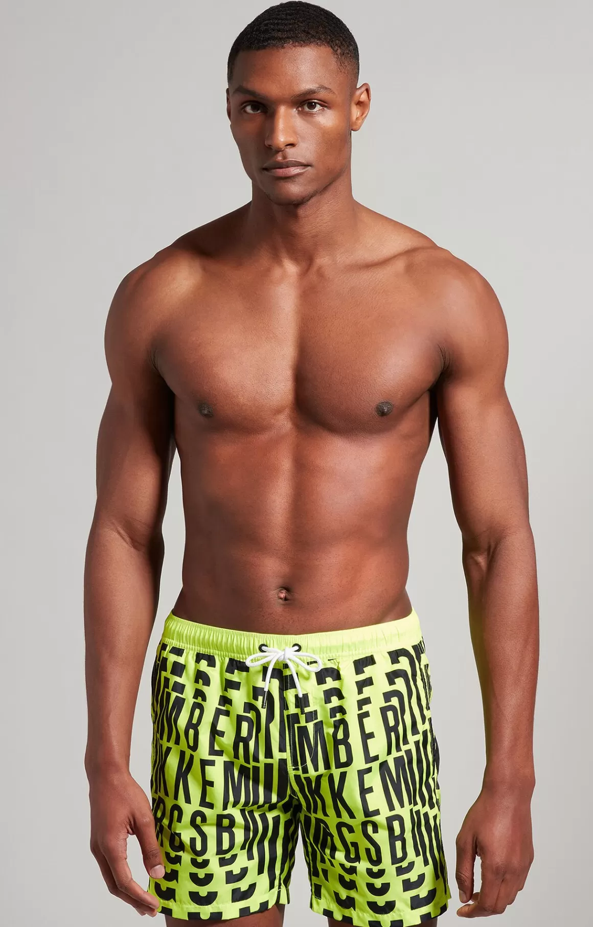 Shorts^Bikkembergs Men's Boardshorts With All-over Logo yellow fluo