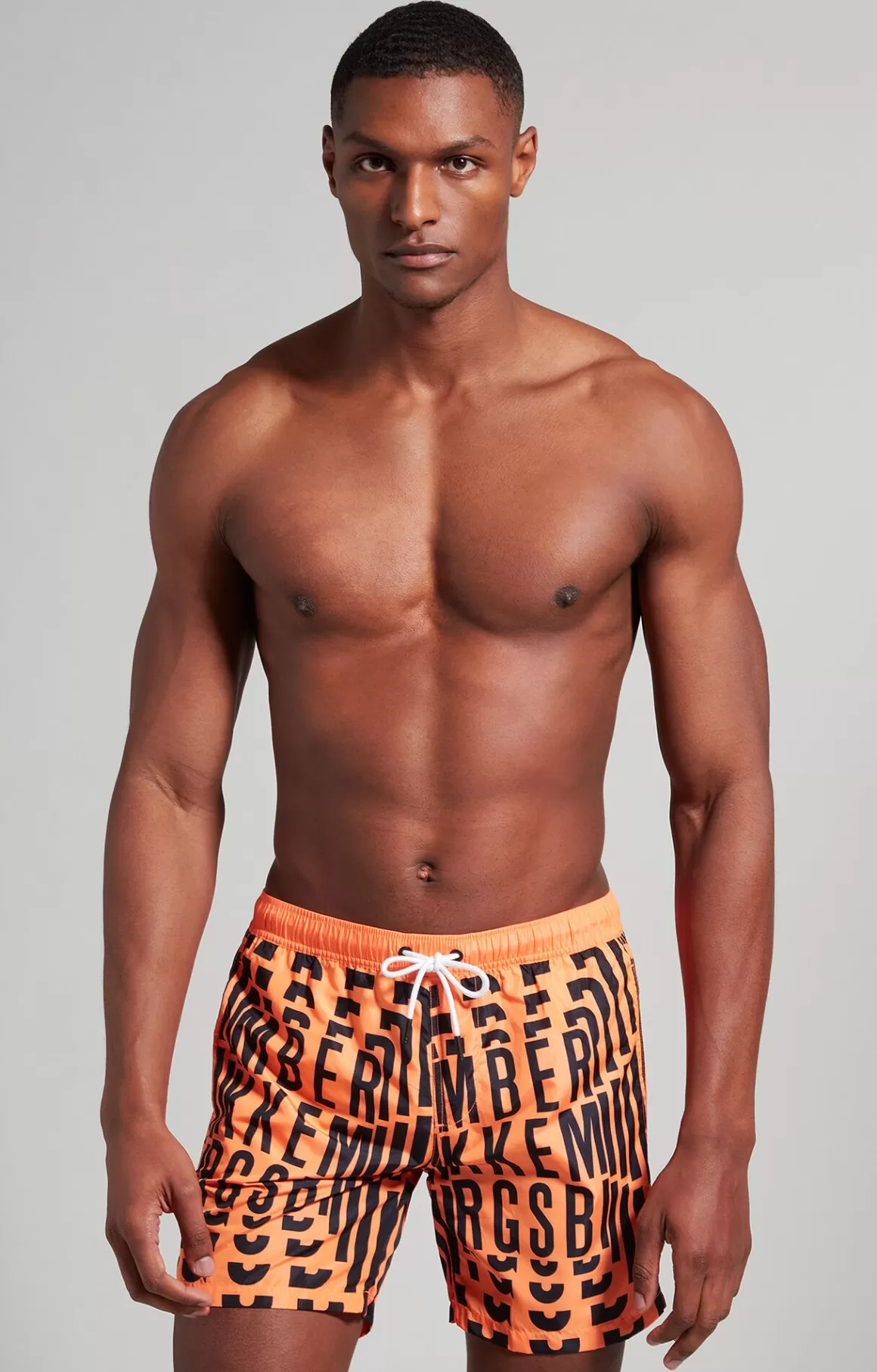 Shorts^Bikkembergs Men's Boardshorts With All-over Logo orange fluo