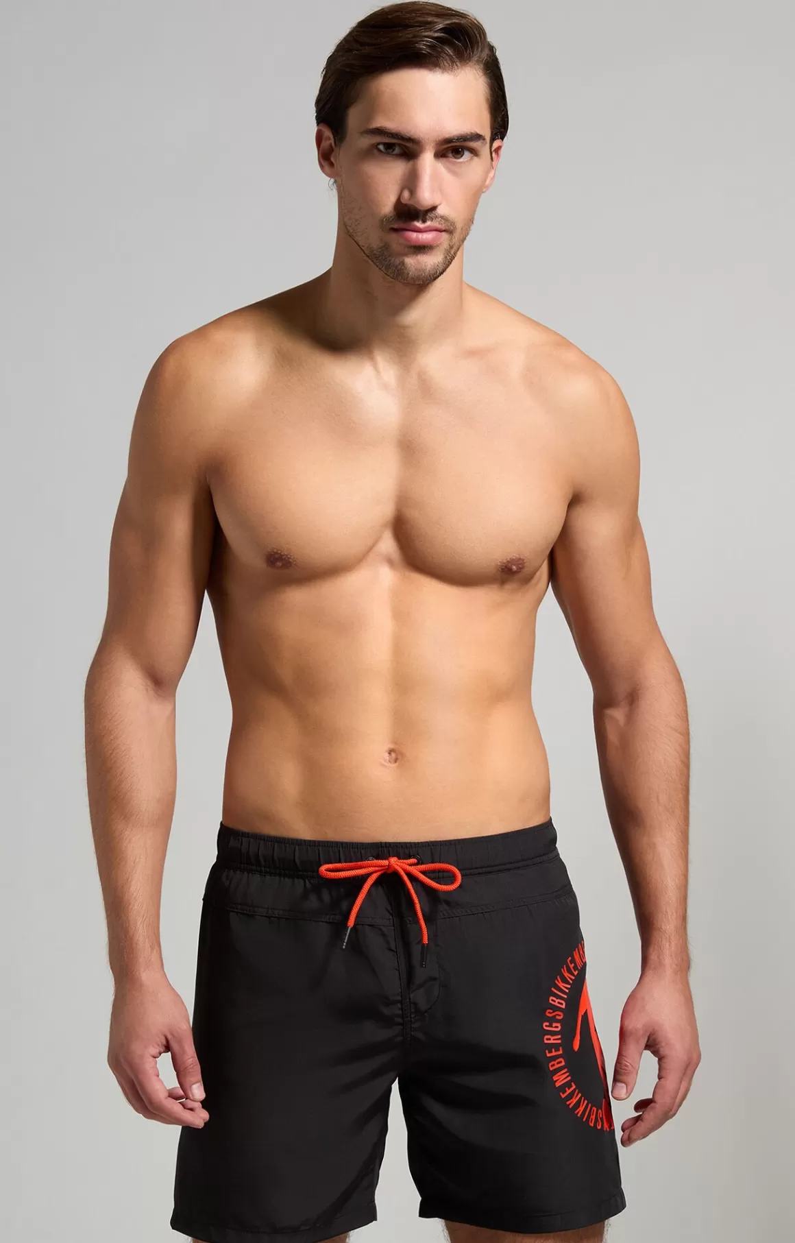 Shorts^Bikkembergs Men's Colour Block Boardshorts black/orange.com