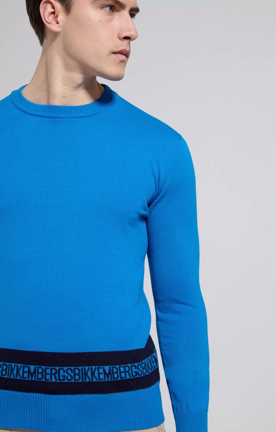 Knitwear^Bikkembergs Men's Contrast Lettering Pullover electric blue lemonade