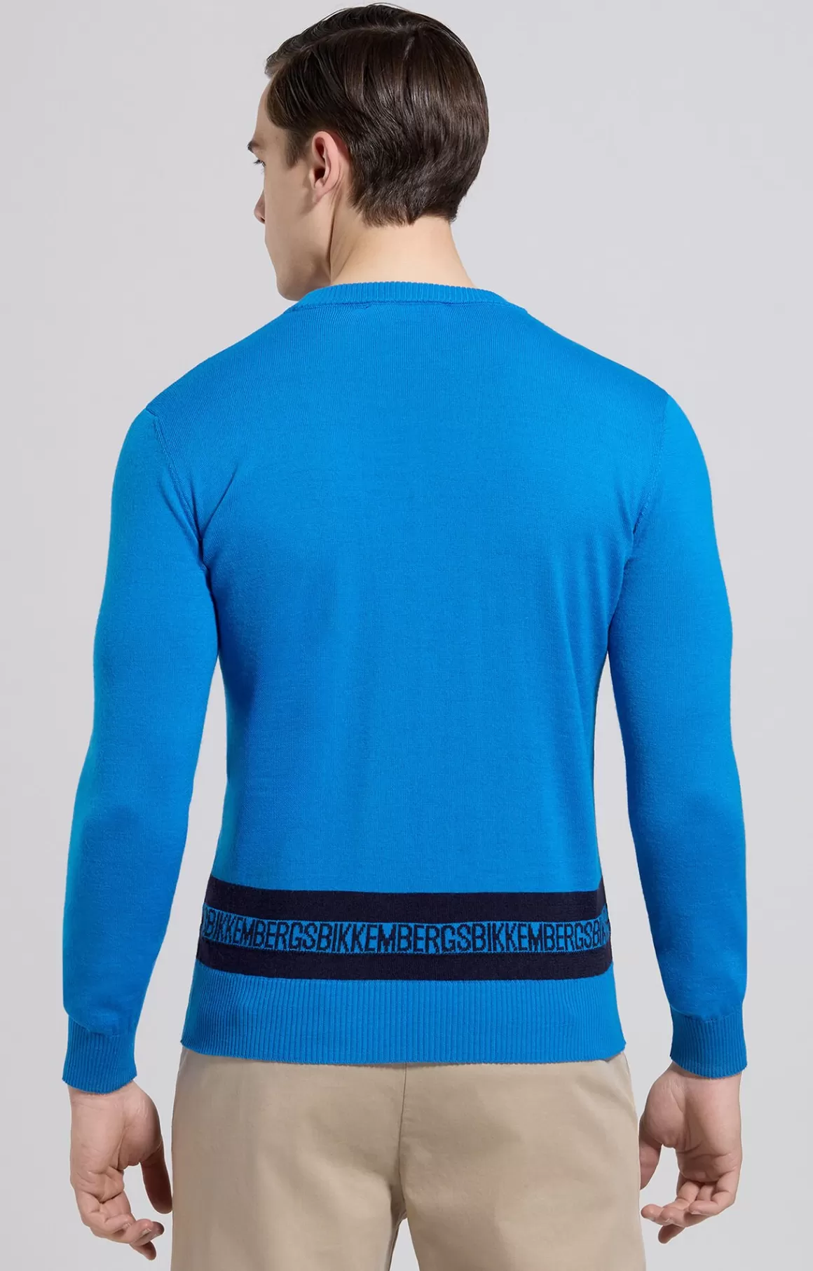 Knitwear^Bikkembergs Men's Contrast Lettering Pullover electric blue lemonade