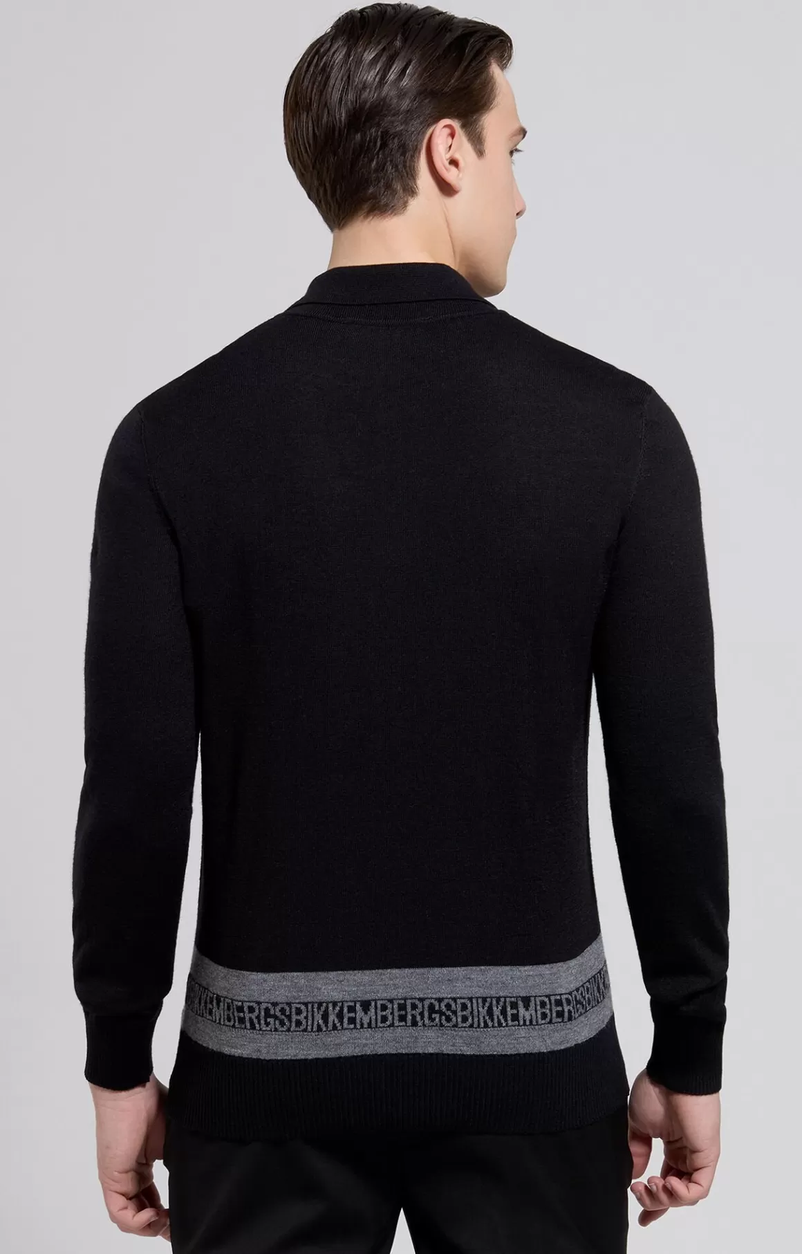 Knitwear^Bikkembergs Men's Contrast Lettering Pullover meteorite black