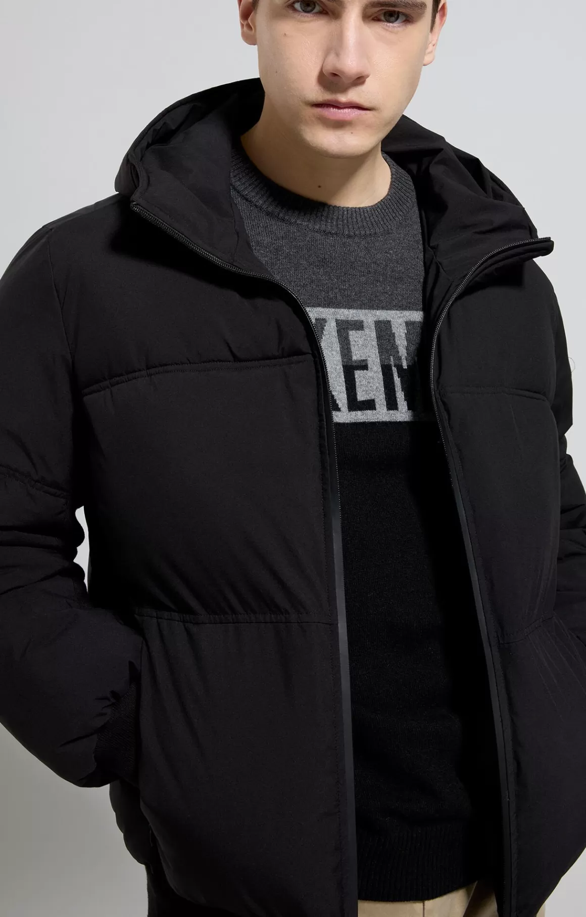 Blazers & Jackets^Bikkembergs Men's Hooded Bomber meteorite black