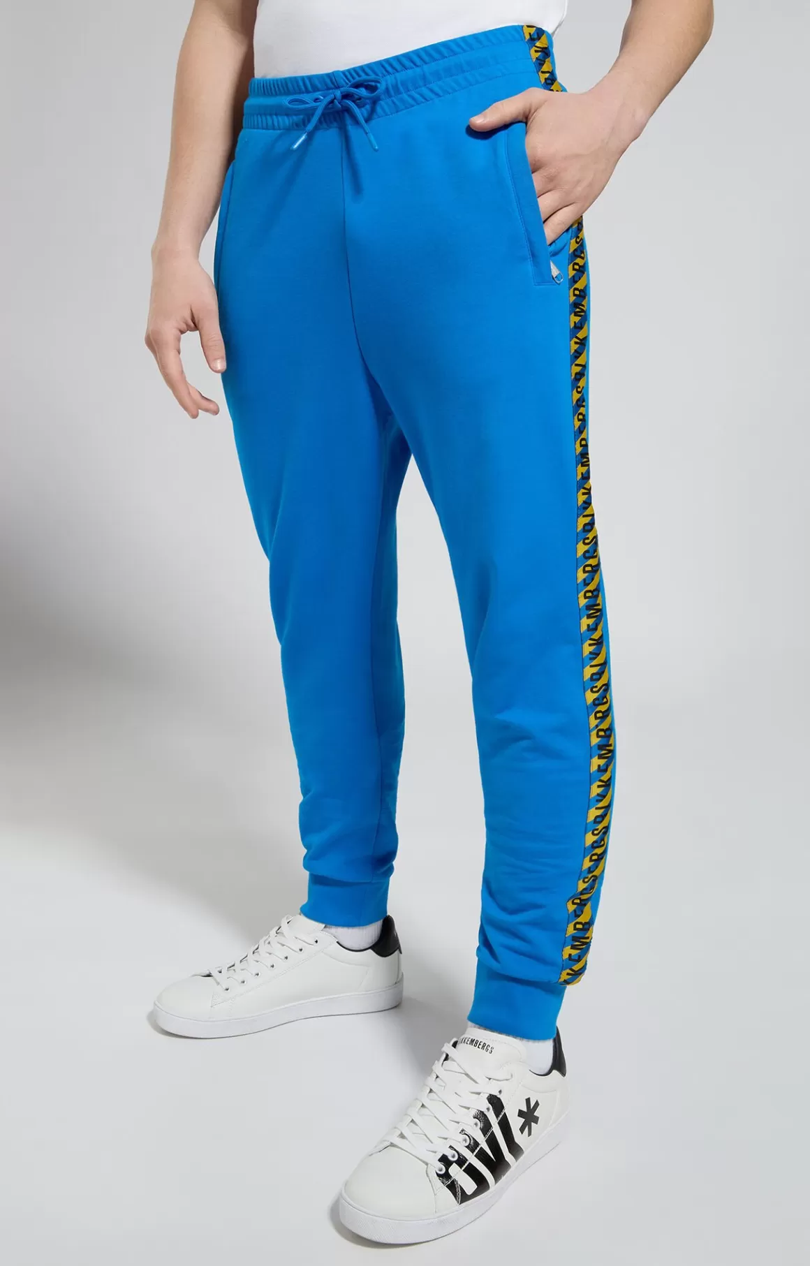 Pants^Bikkembergs Men's Joggers With Contrast Details electric blue lemonade