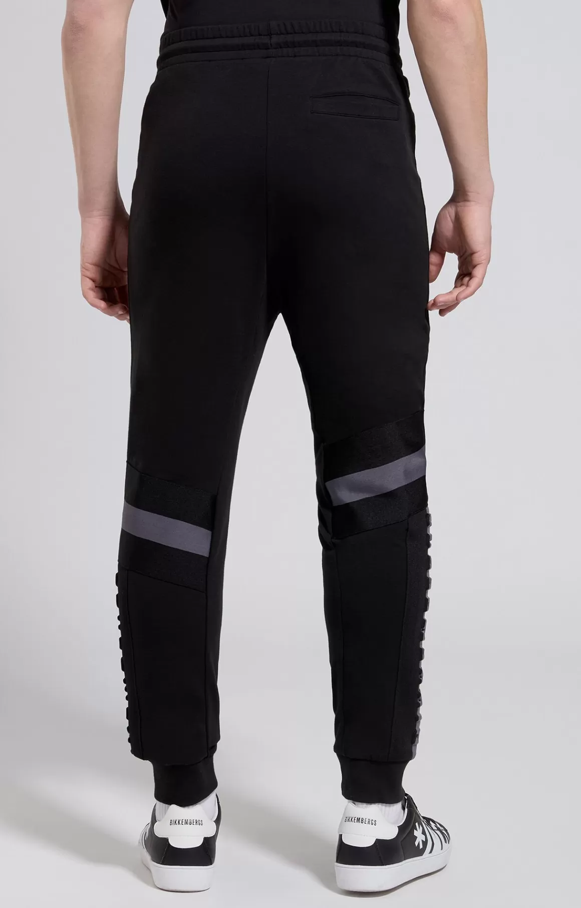 Pants^Bikkembergs Men's Joggers With Raised Logo meteorite black