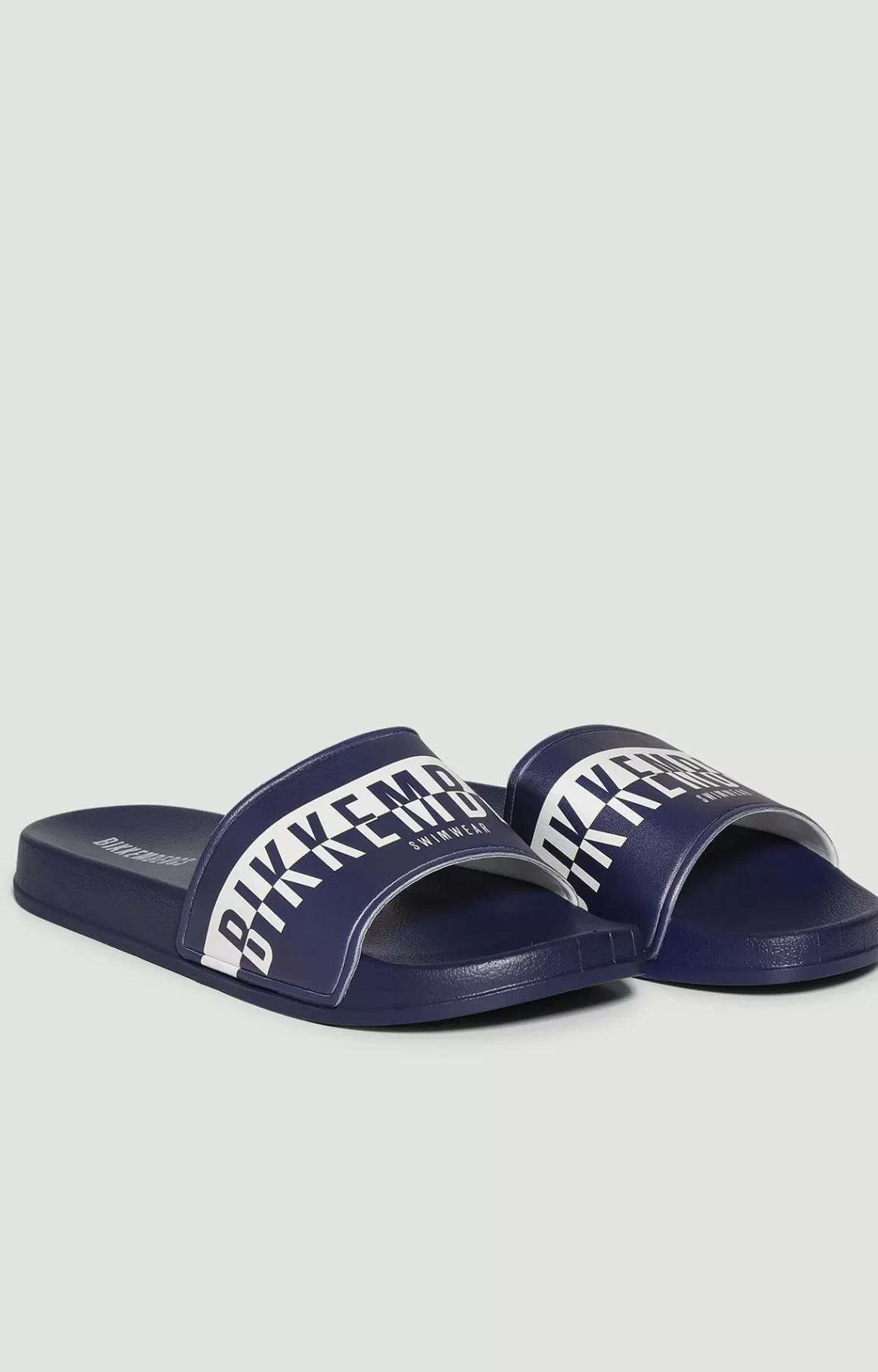 Flip Flops^Bikkembergs MEN'S POOL SLIDERS WITH DOUBLE TAPE navy