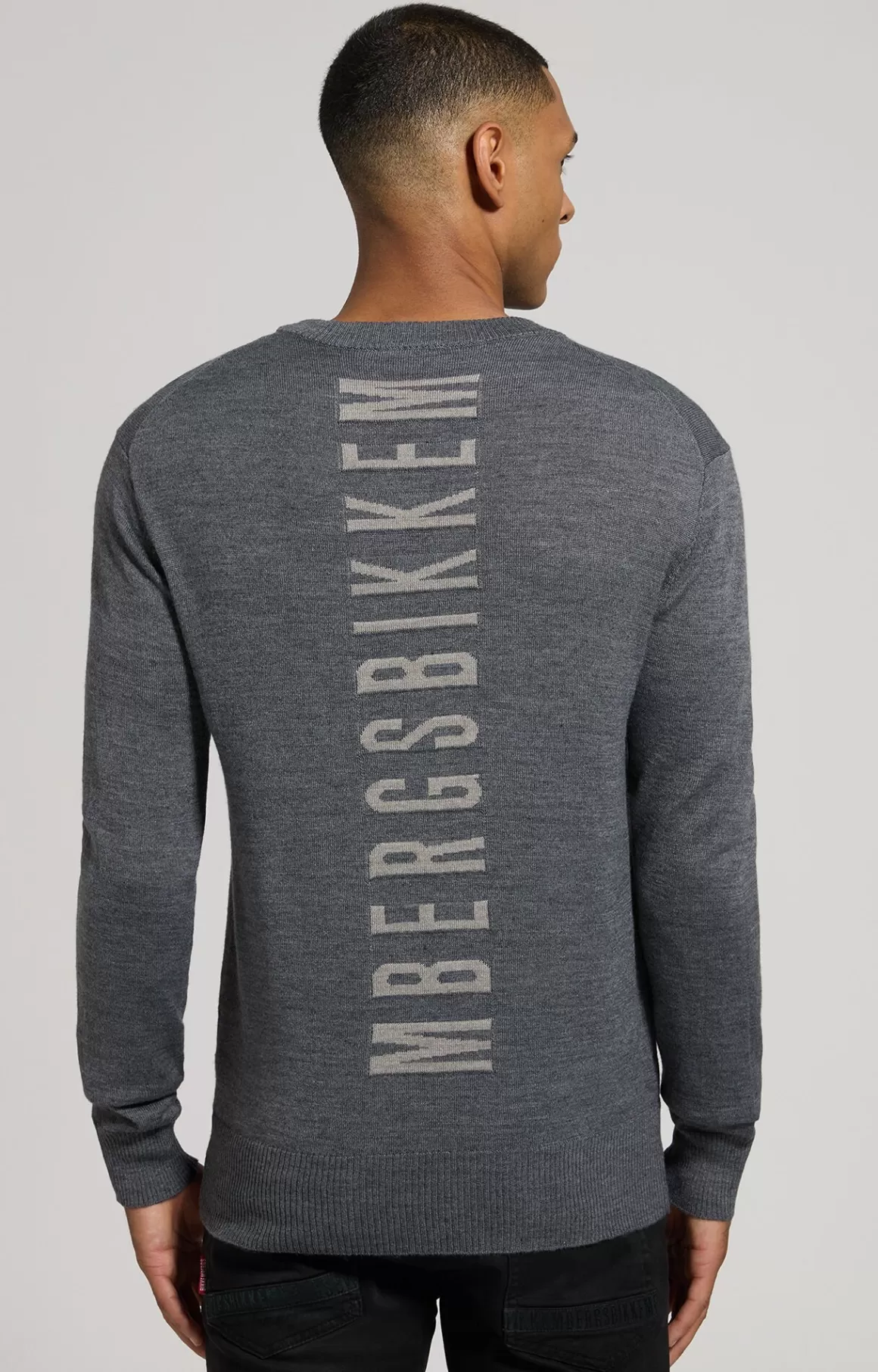 Knitwear^Bikkembergs Men's Pullover With Jacquard Logo grey mel. mid