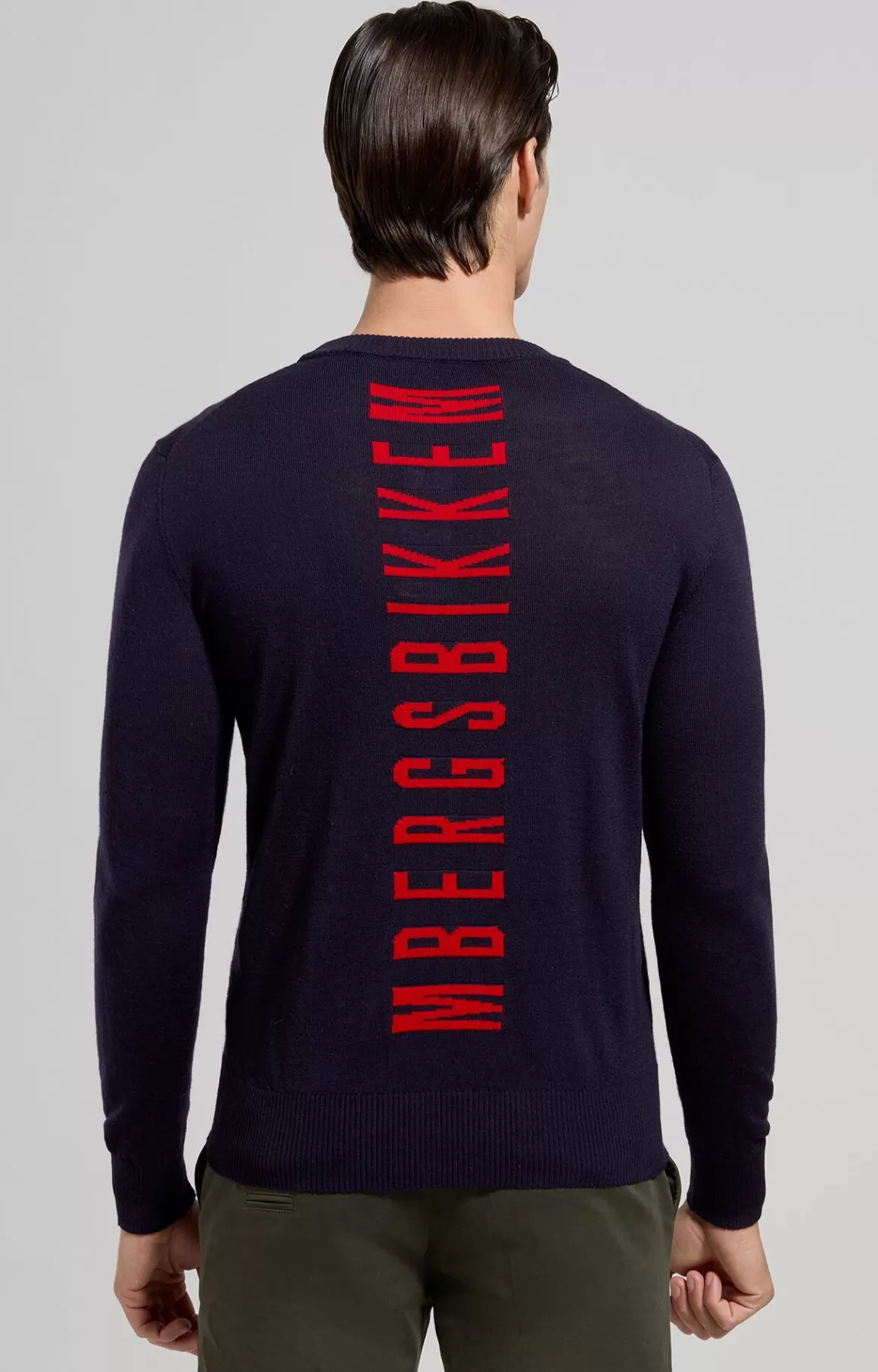 Sweaters^Bikkembergs Men's Pullover With Jacquard Logo blue graphite