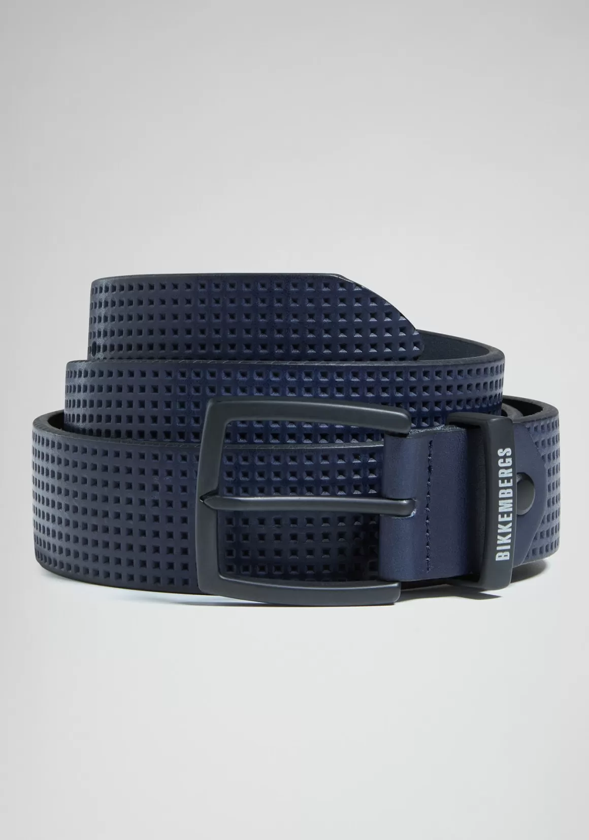 Belts^Bikkembergs Men's Punched Leather Belt blue