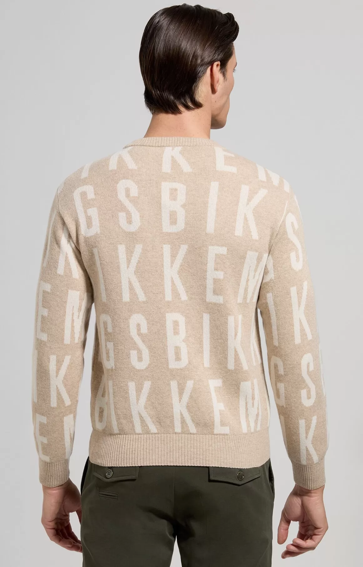 Knitwear^Bikkembergs Men's Round Neck Jacquard Pullover turtledove