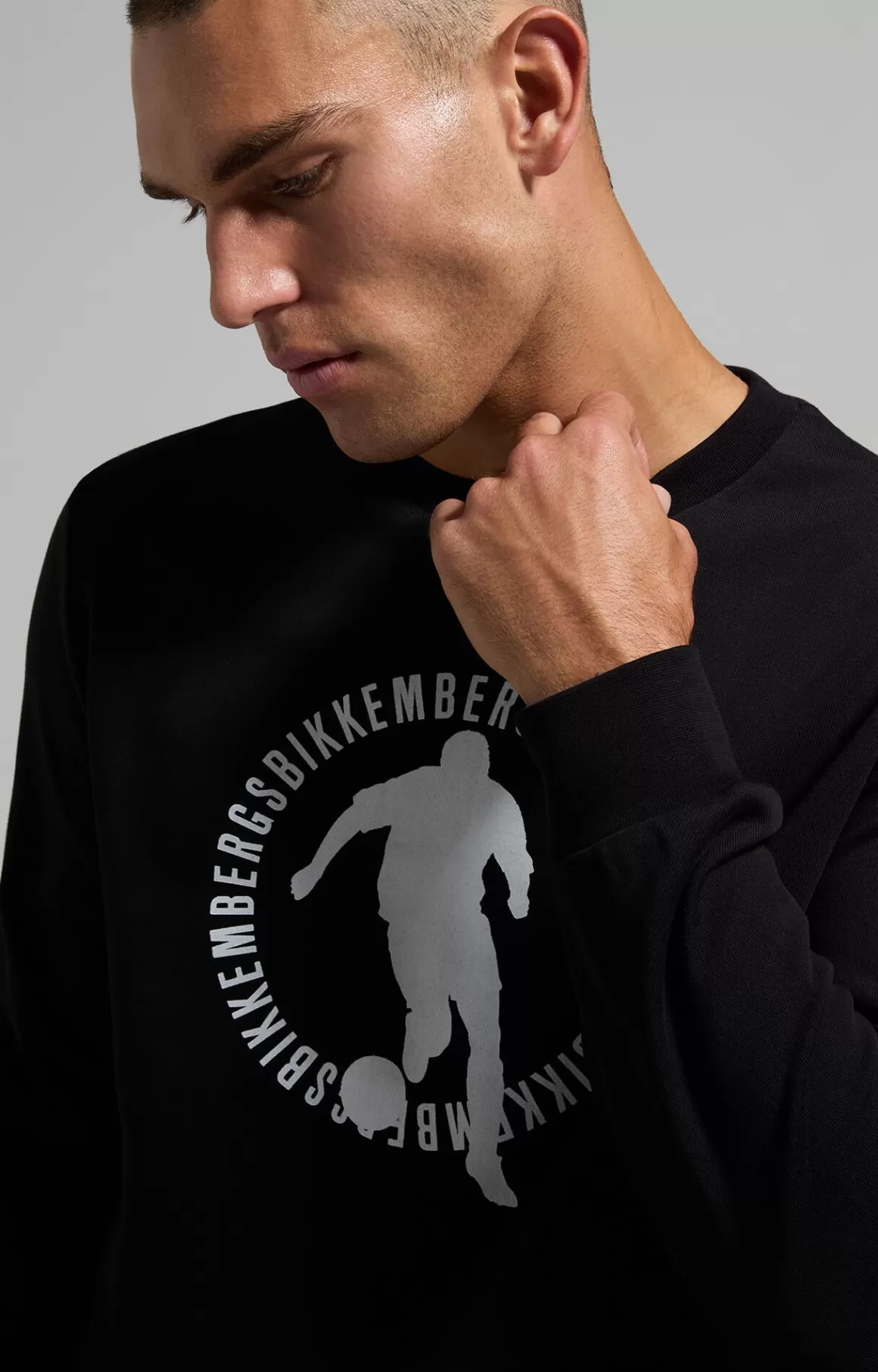 Sweaters^Bikkembergs Men's Round Neck Soccer Sweatshirt black