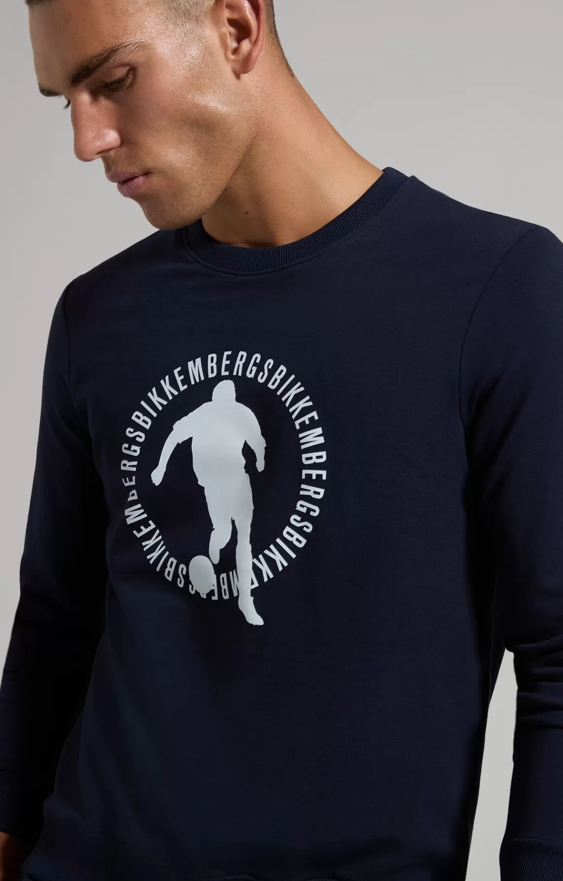 Sweaters | Tracksuits^Bikkembergs Men's Round Neck Soccer Sweatshirt blue graphite