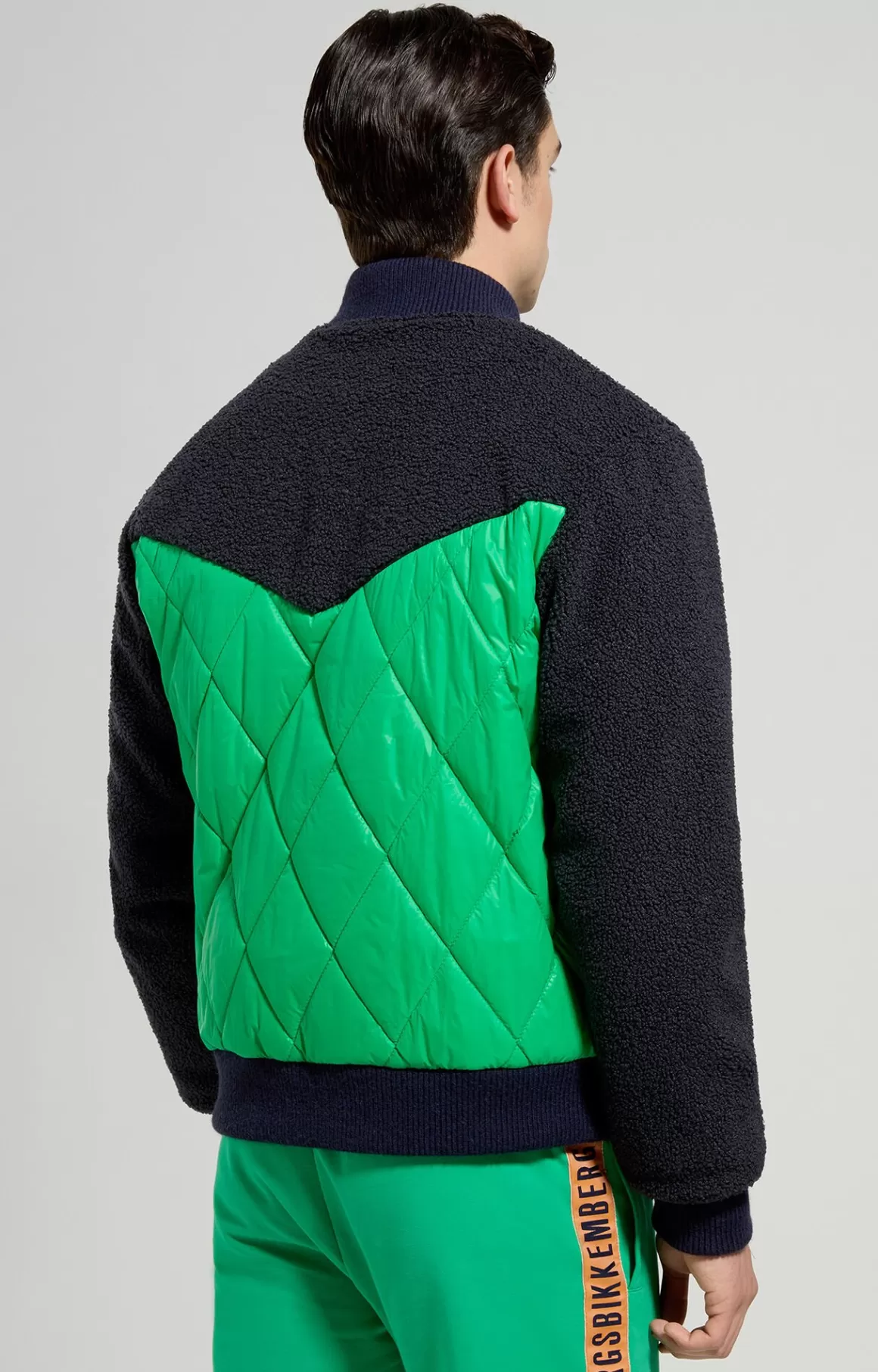 Blazers & Jackets^Bikkembergs Men's Sherpa Bomber blue graphite/bright green