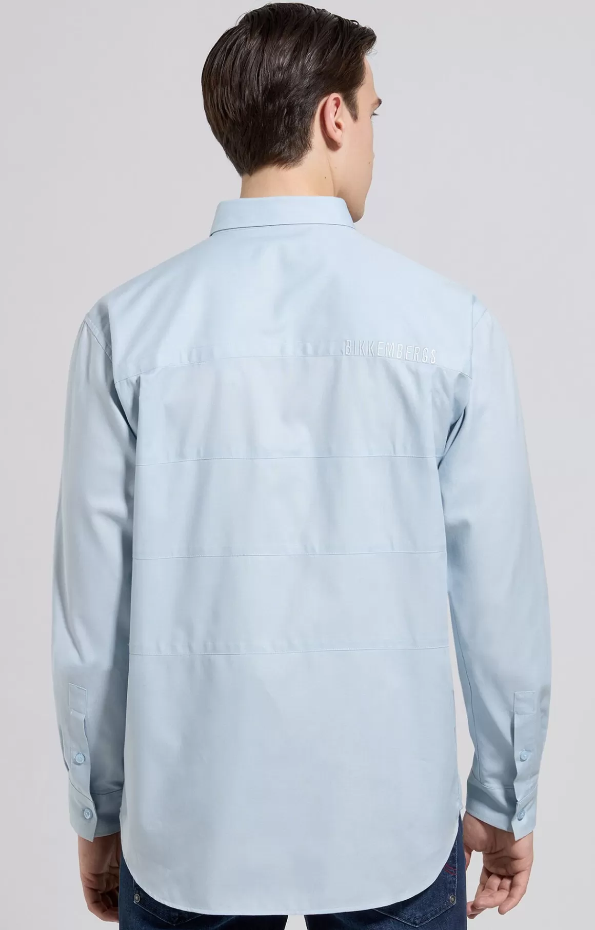 Shirts^Bikkembergs Men's Shirt With Embroidery And Intarsia celestial blue