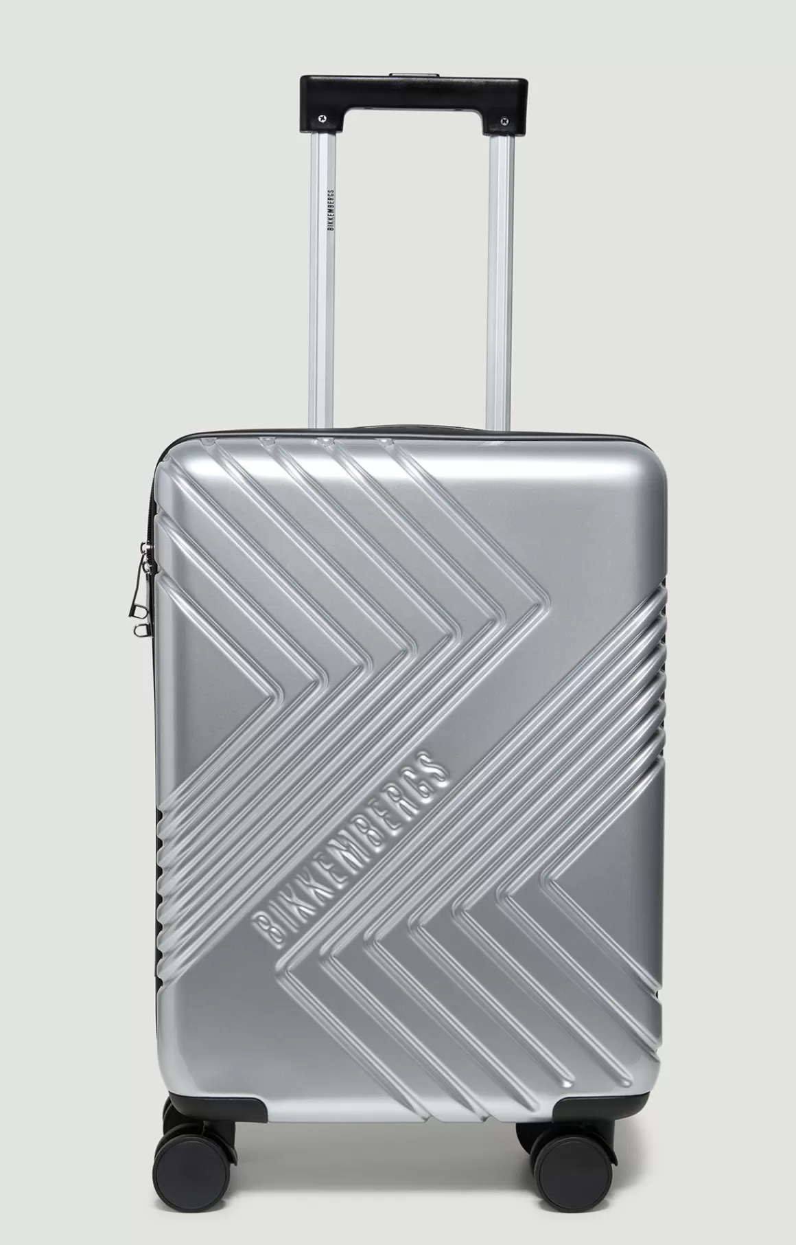 Bags^Bikkembergs Men's Shockproof Suitcase With Wheels - BKK Star grey