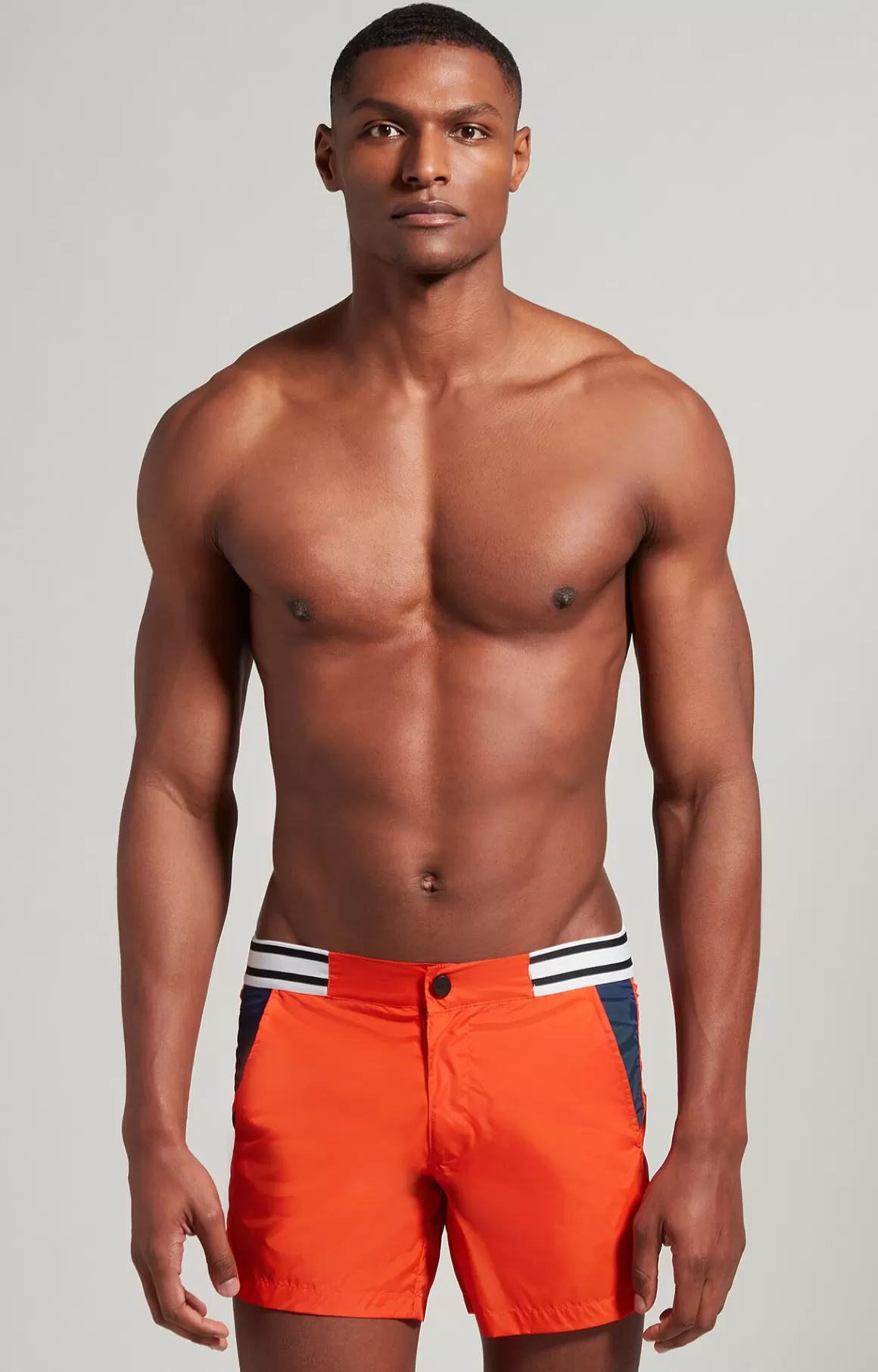 Shorts^Bikkembergs Men's Short Swim Trunks With Stripes orange.com