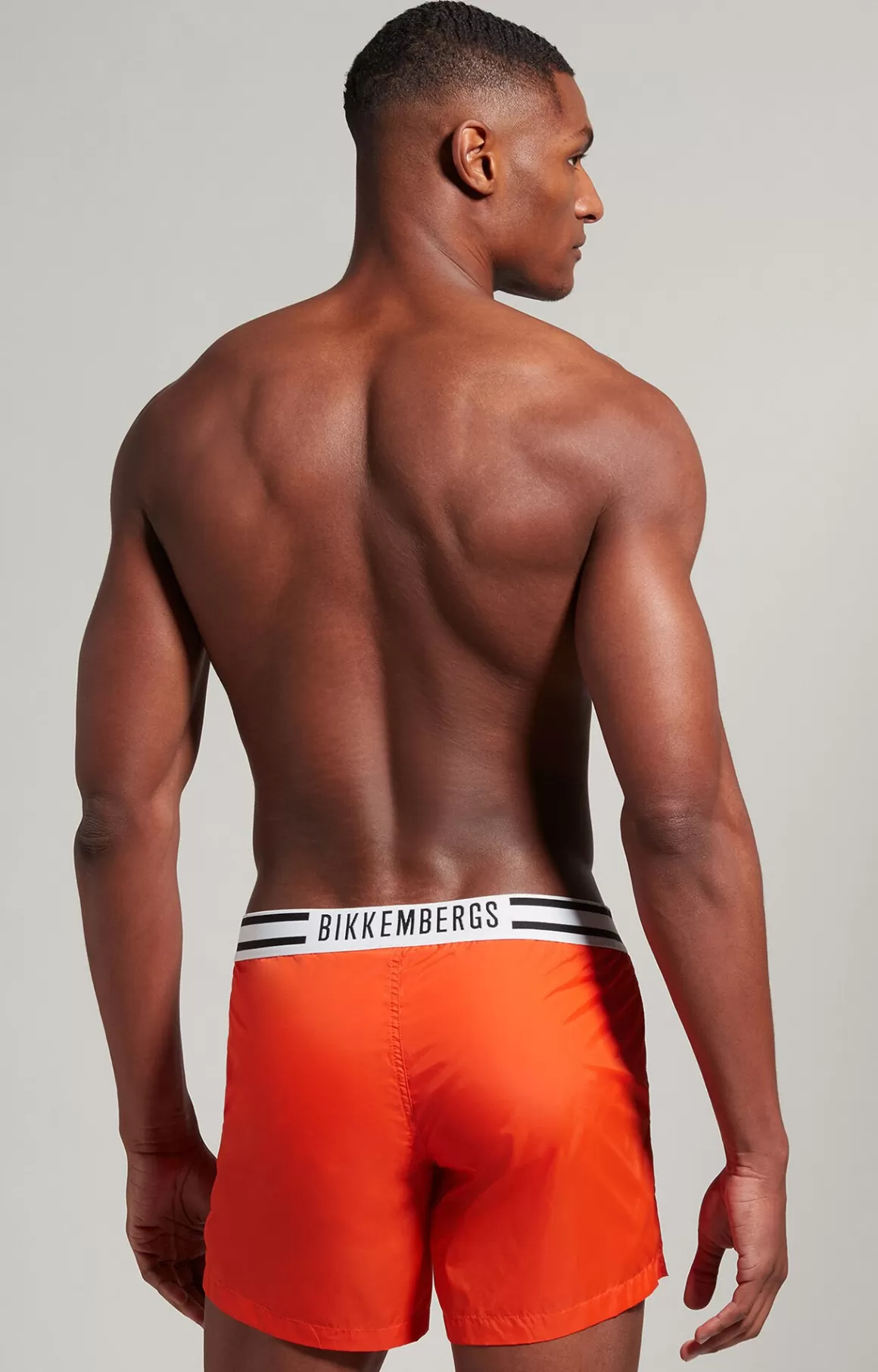 Shorts^Bikkembergs Men's Short Swim Trunks With Stripes orange.com