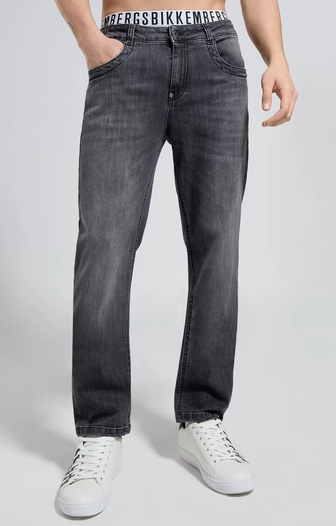 Jeans^Bikkembergs Men's Slim Fit Jeans l7 rinse black denim