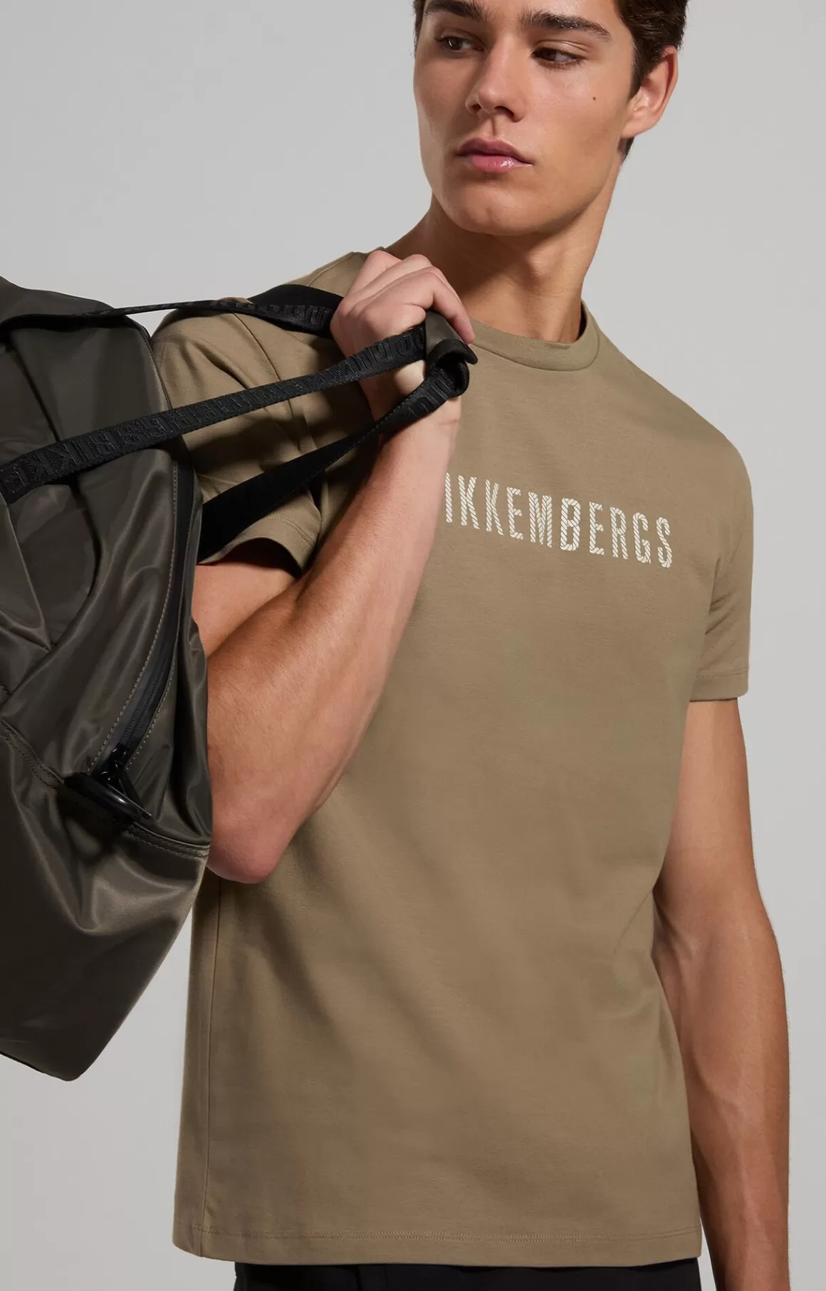 T-Shirts^Bikkembergs Men's Slim Fit Logo T-shirt dusky green