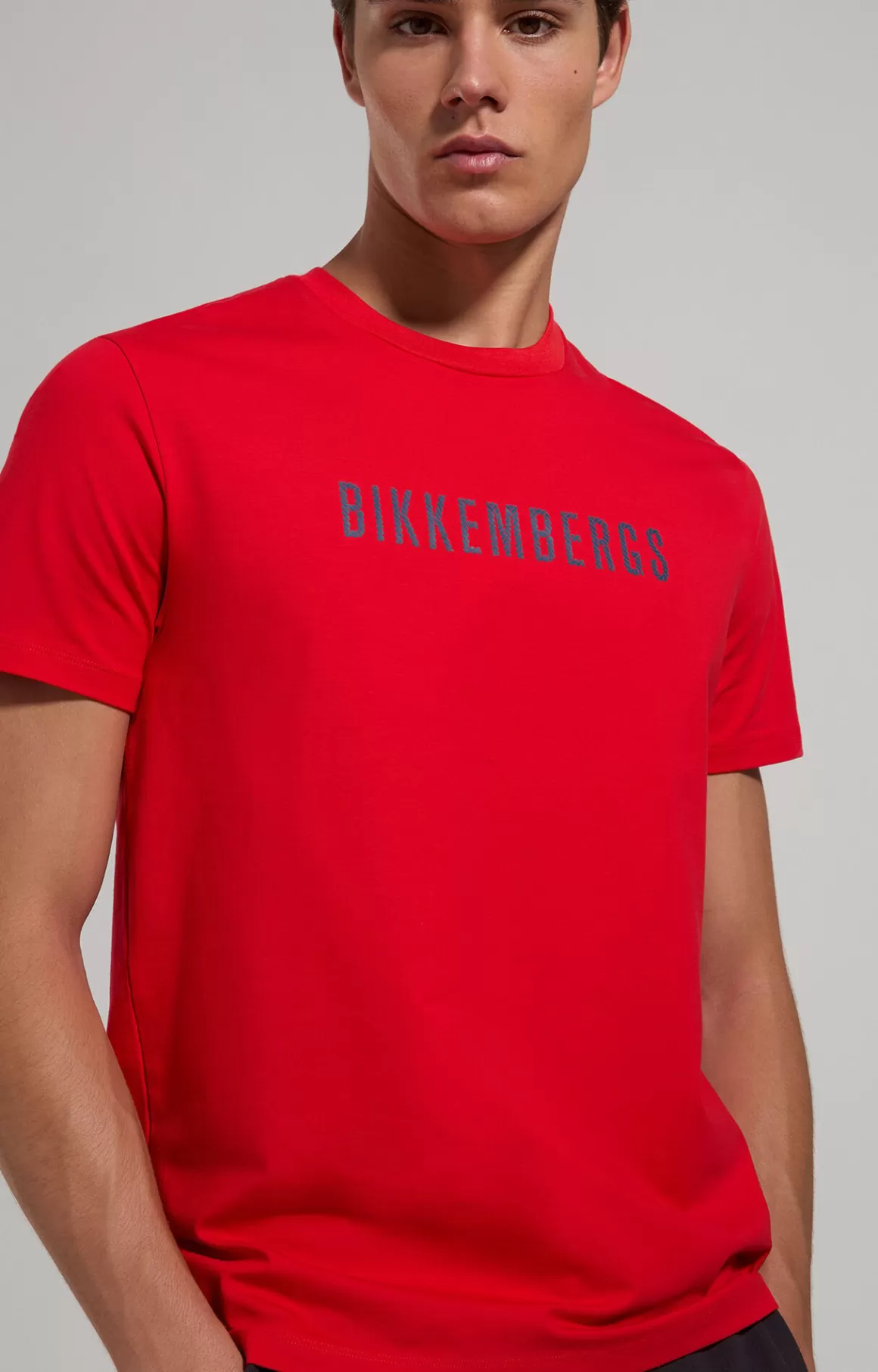 T-Shirts^Bikkembergs Men's Slim Fit Logo T-shirt goji berry