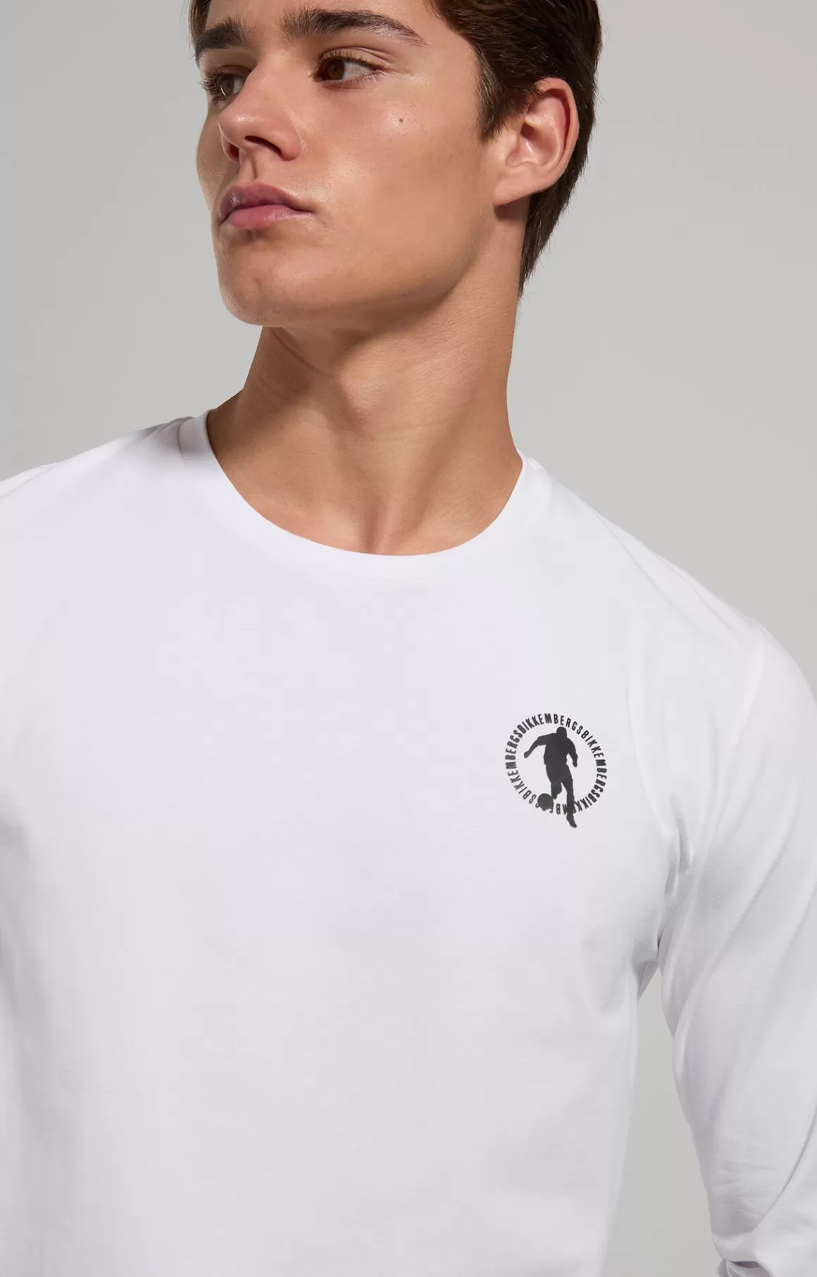 T-Shirts^Bikkembergs Men's Slim Fit Long Sleeve T-shirt white