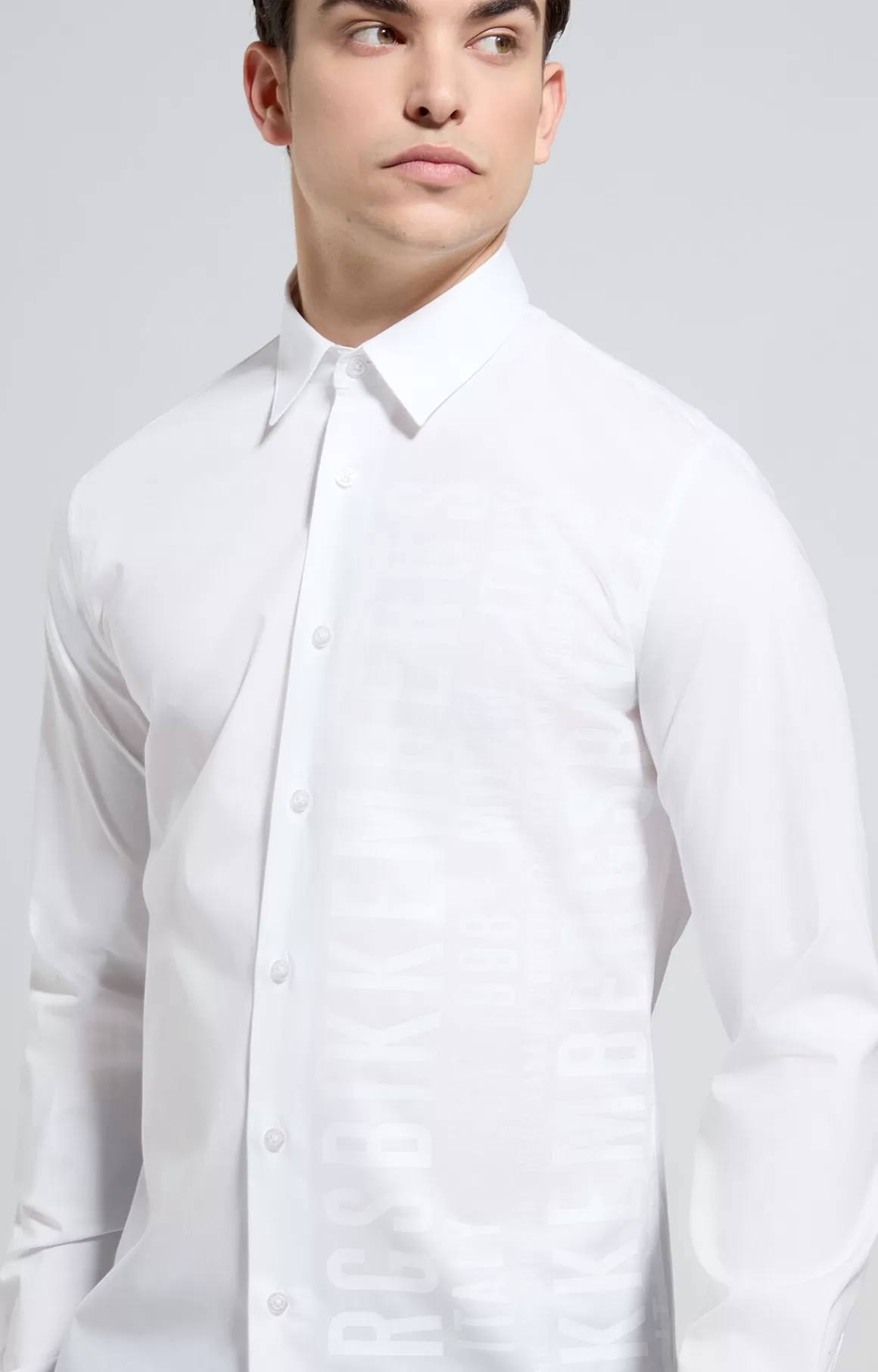 Shirts^Bikkembergs Men's Slim Fit Print Shirt white