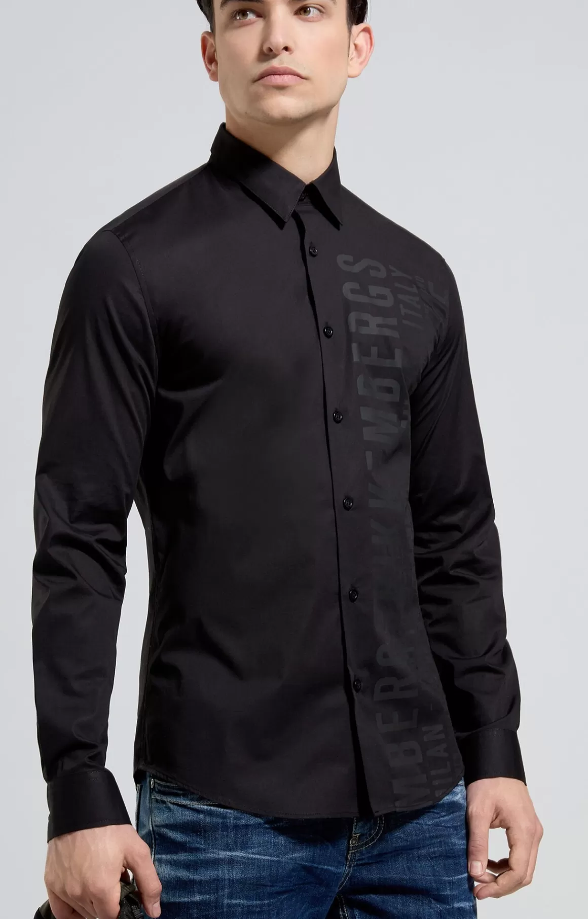 Shirts^Bikkembergs Men's Slim Fit Print Shirt black