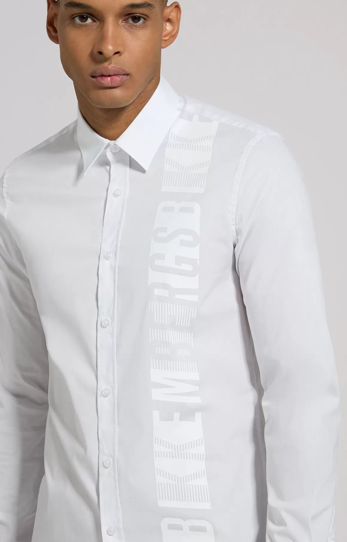 Shirts^Bikkembergs Men's Slim Fit Print Shirt white