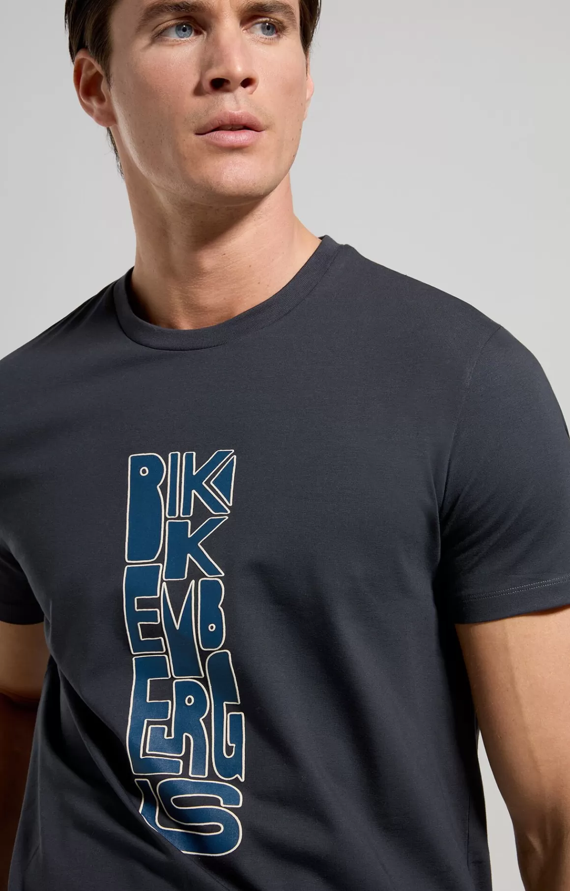 T-Shirts^Bikkembergs Men's Slim Fit Print T-shirt blue graphite