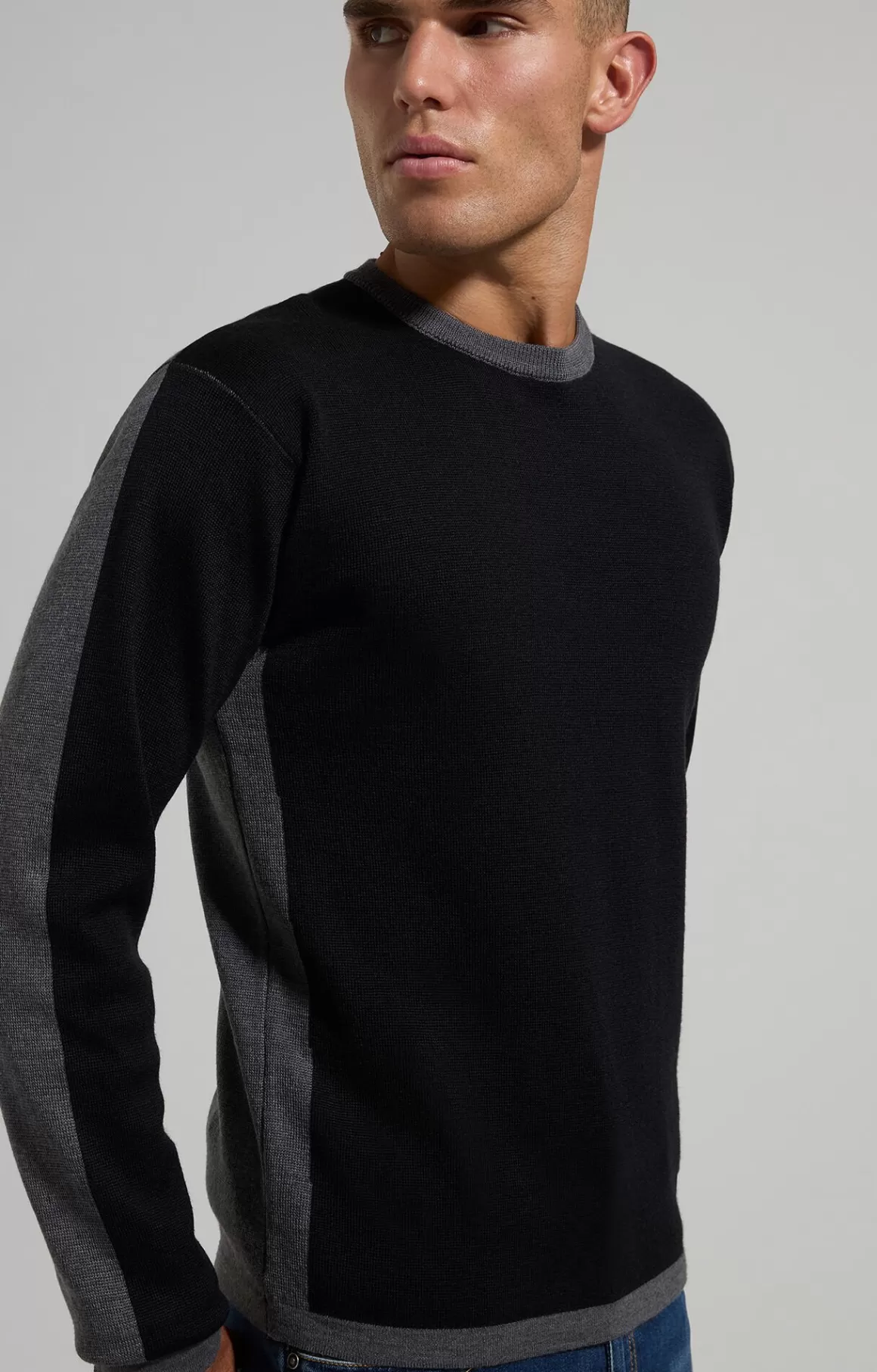 Knitwear^Bikkembergs Men's Slim Fit Wool Pullover black/grey mel.mid.