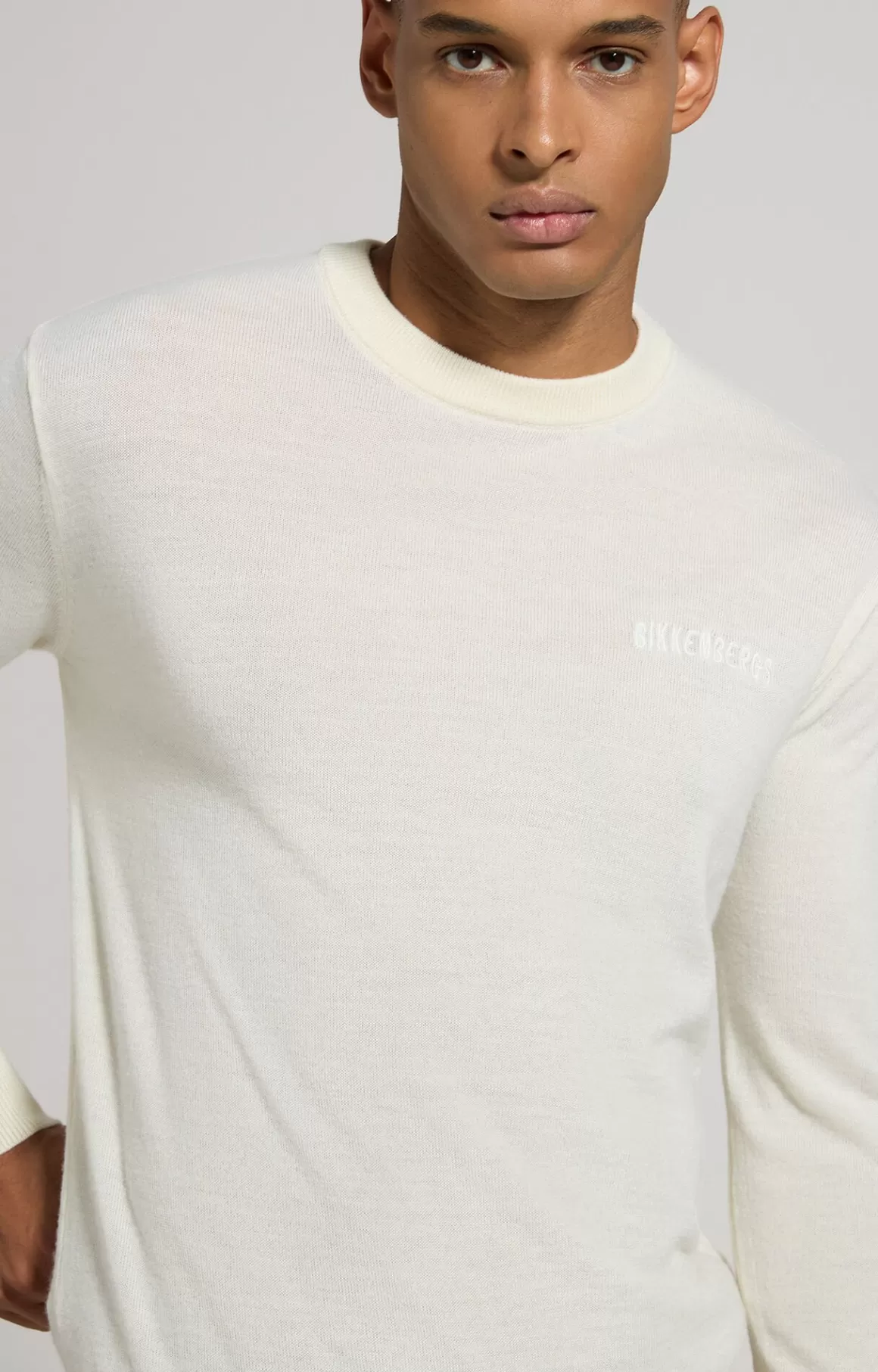 Knitwear^Bikkembergs Men's Slim Fit Wool Pullover natural white