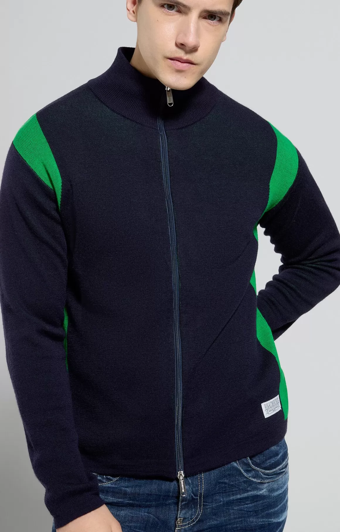 Knitwear^Bikkembergs Men's Slim Fit Wool Pullover grey mel. mid/goji berry