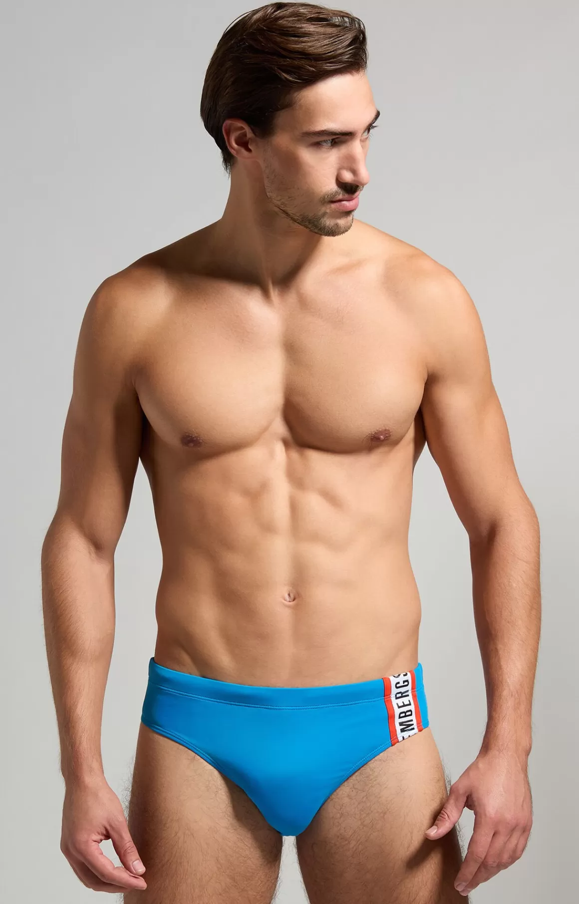 Slips^Bikkembergs Men's Swim Briefs With Tape mediterranian blue