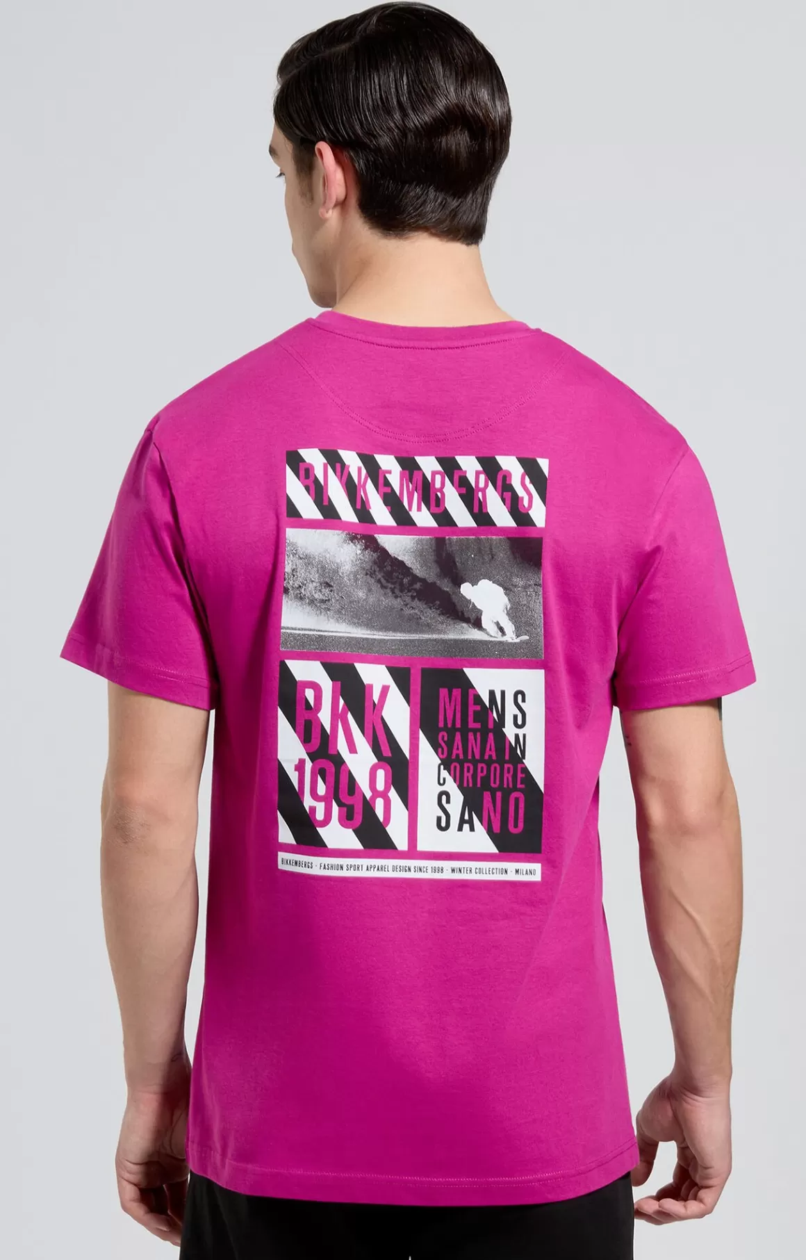 T-Shirts^Bikkembergs Men's T-shirt With Print On Back festival fuchsia