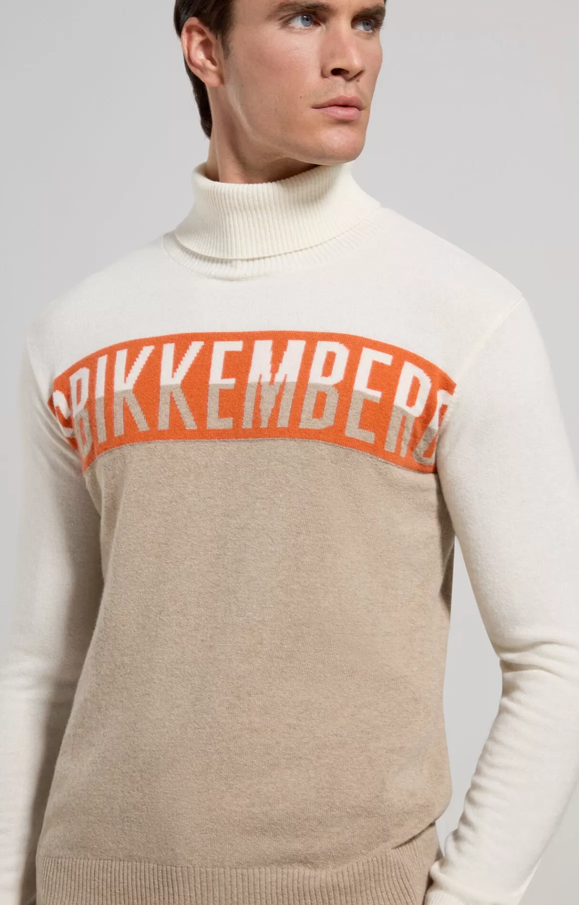 Knitwear^Bikkembergs Men's Turtleneck Colour-block Pullover incense