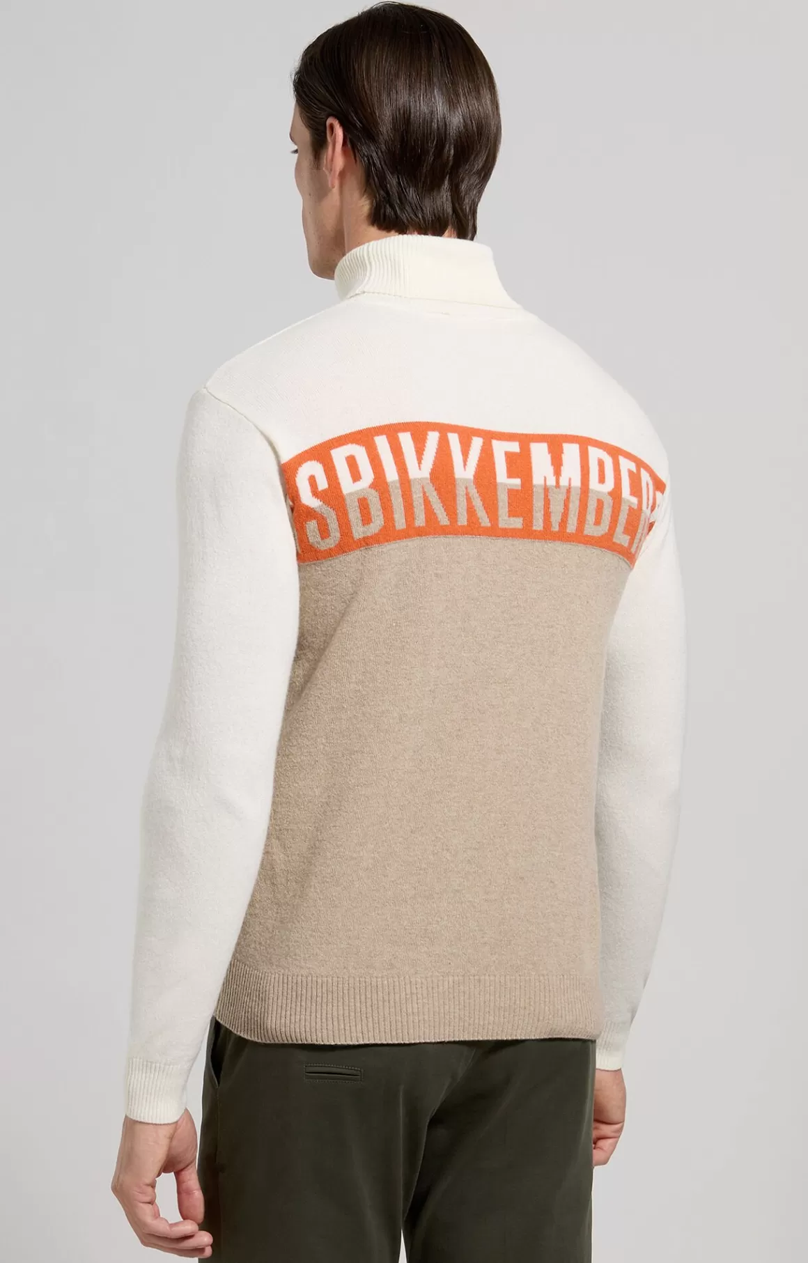 Knitwear^Bikkembergs Men's Turtleneck Colour-block Pullover incense