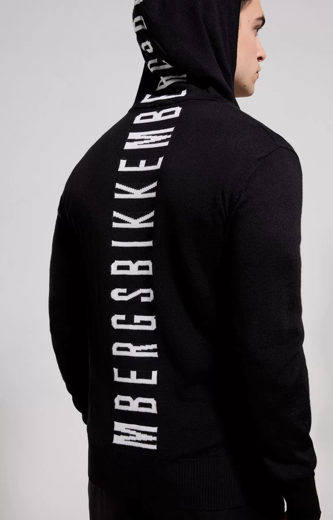 Knitwear^Bikkembergs Men's Wool Pullover With Zip black