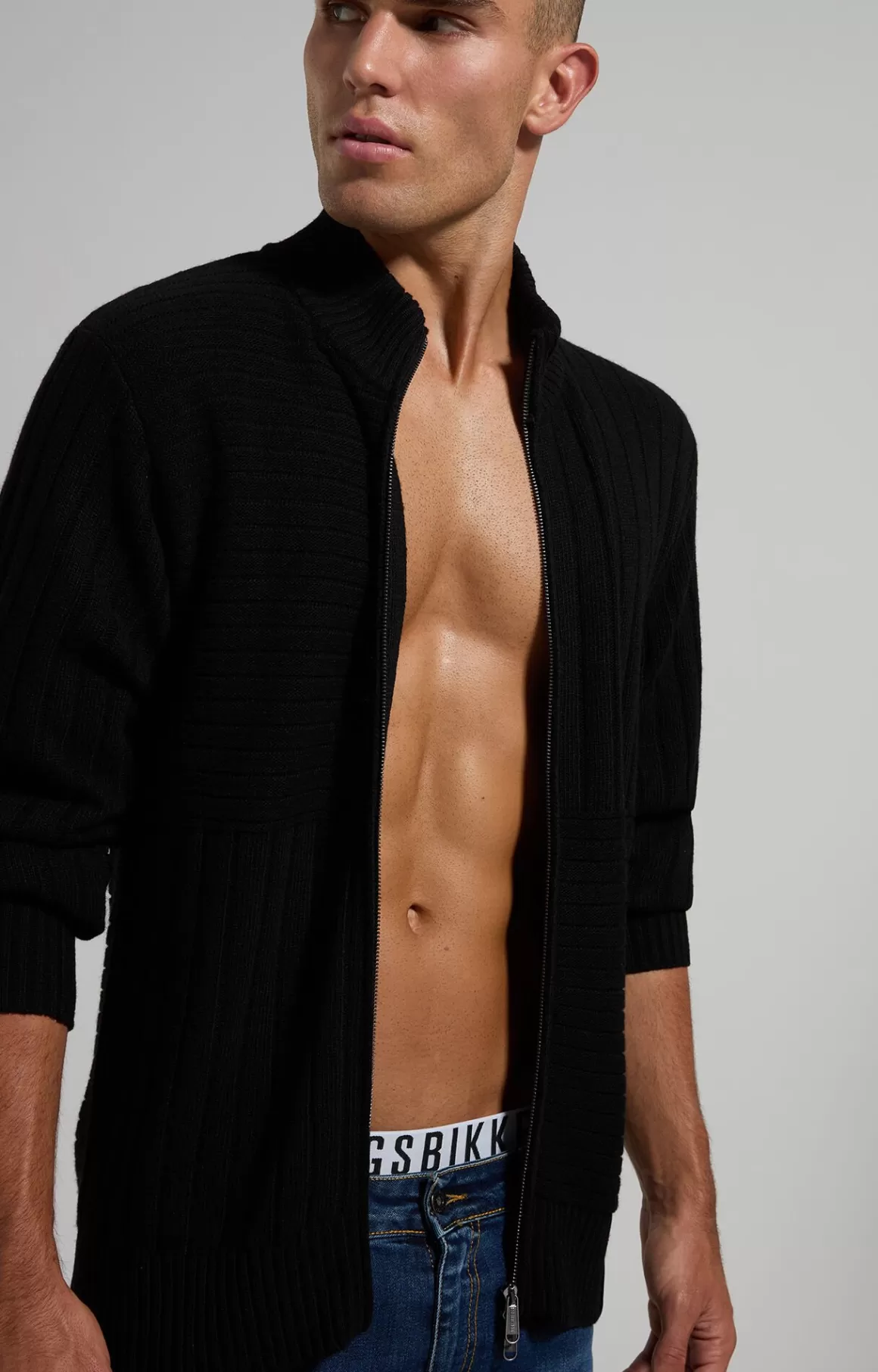 Knitwear^Bikkembergs Men's Wool Sweater With Zip black