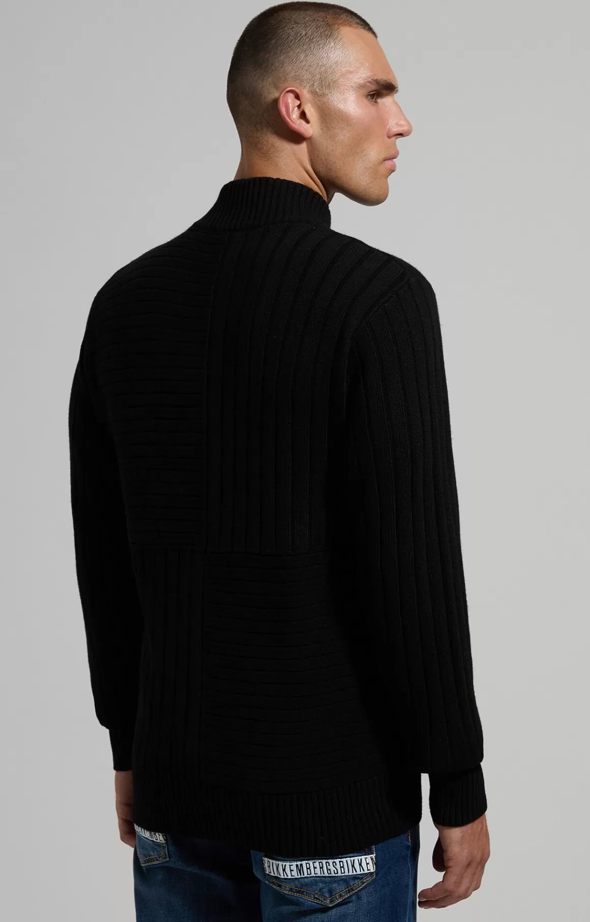 Knitwear^Bikkembergs Men's Wool Sweater With Zip black