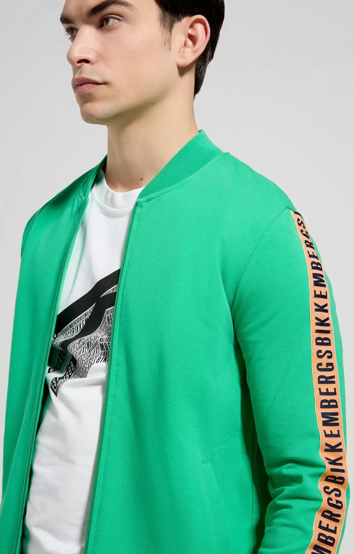 Sweaters | Tracksuits^Bikkembergs Men's Zip Sweatshirt With Tape bright green