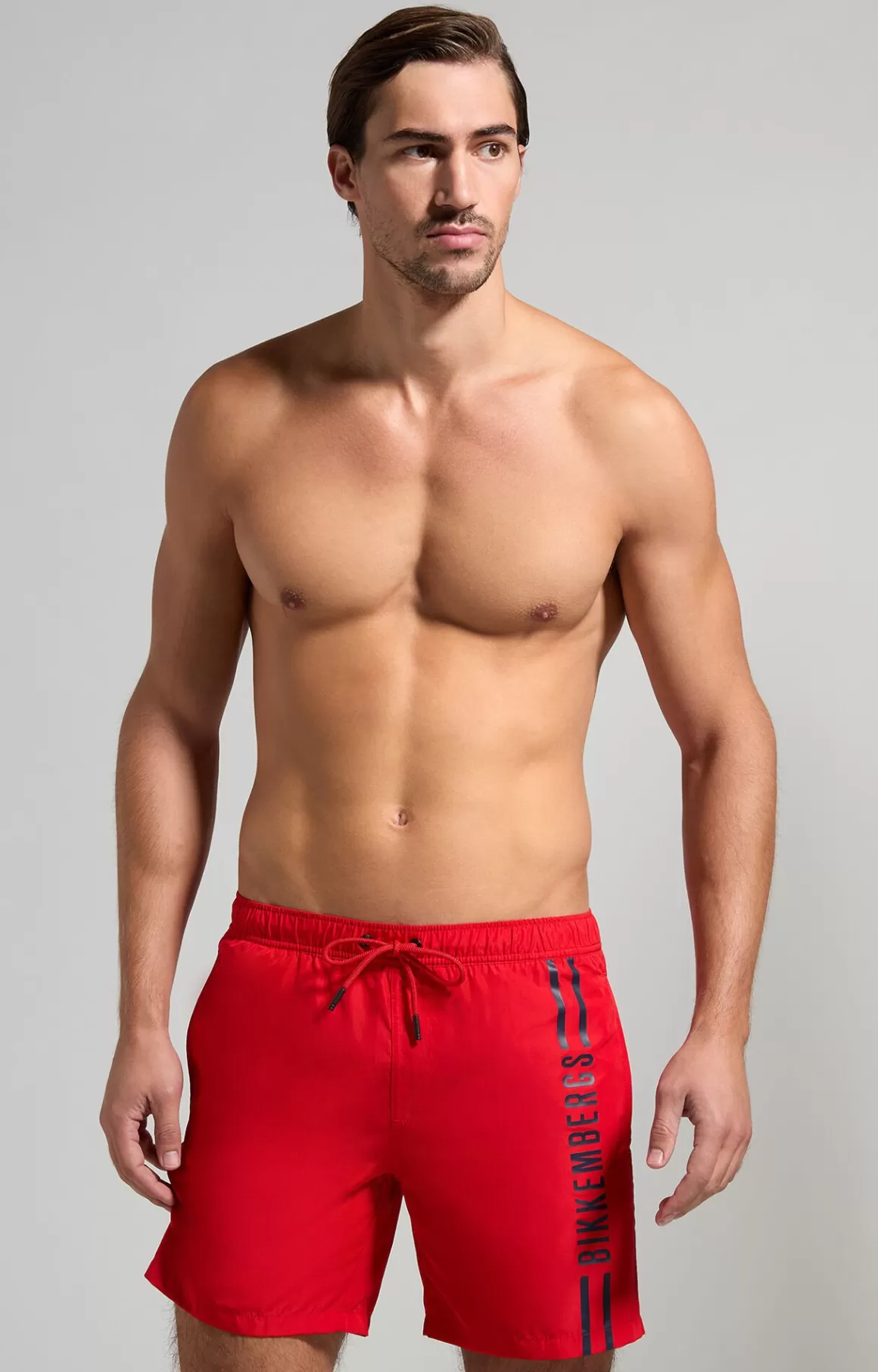 Shorts^Bikkembergs Striped Men's Boardshorts goji berry