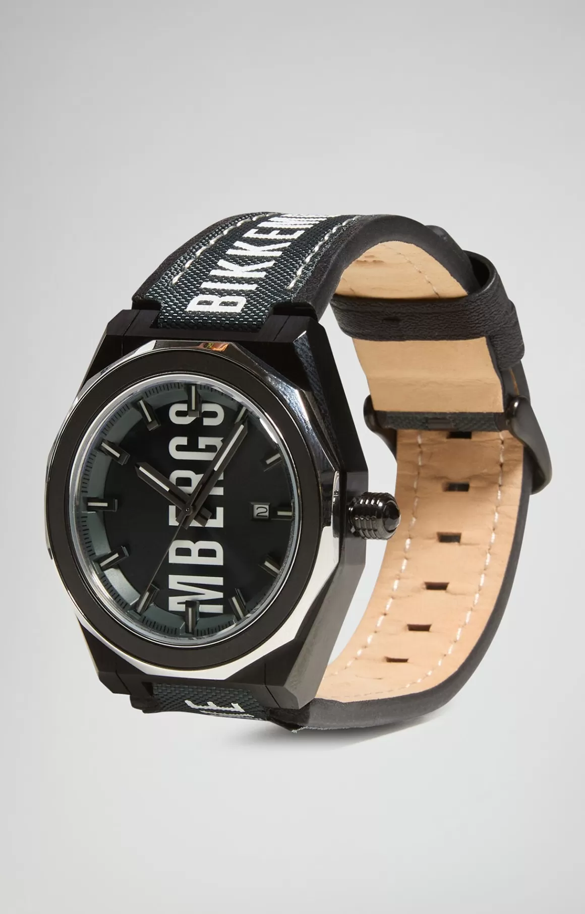 Watches^Bikkembergs Watch With Leather Band black/white