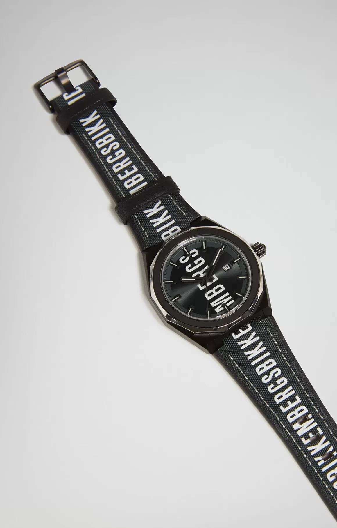 Watches^Bikkembergs Watch With Leather Band black/white